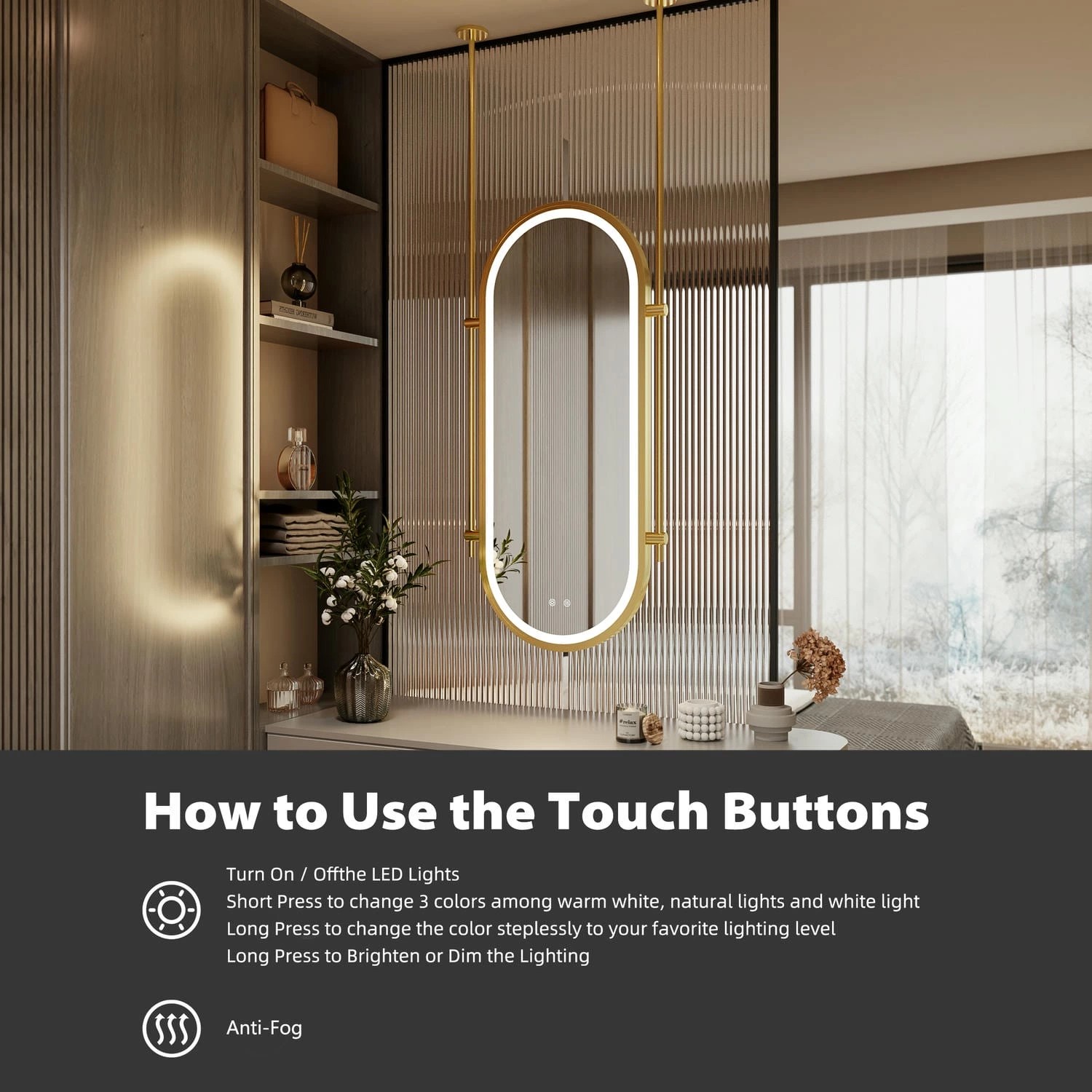 Ovale spiegel in de badkamer