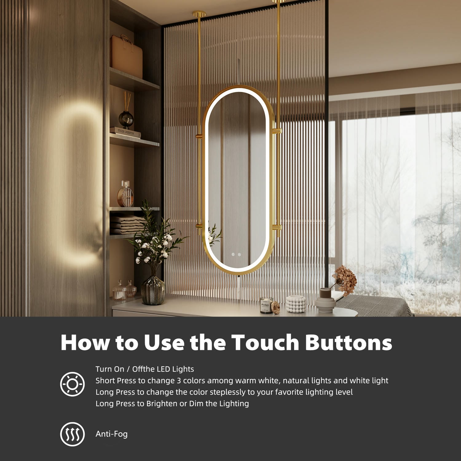 Oval Hanging LED Bathroom Mirror