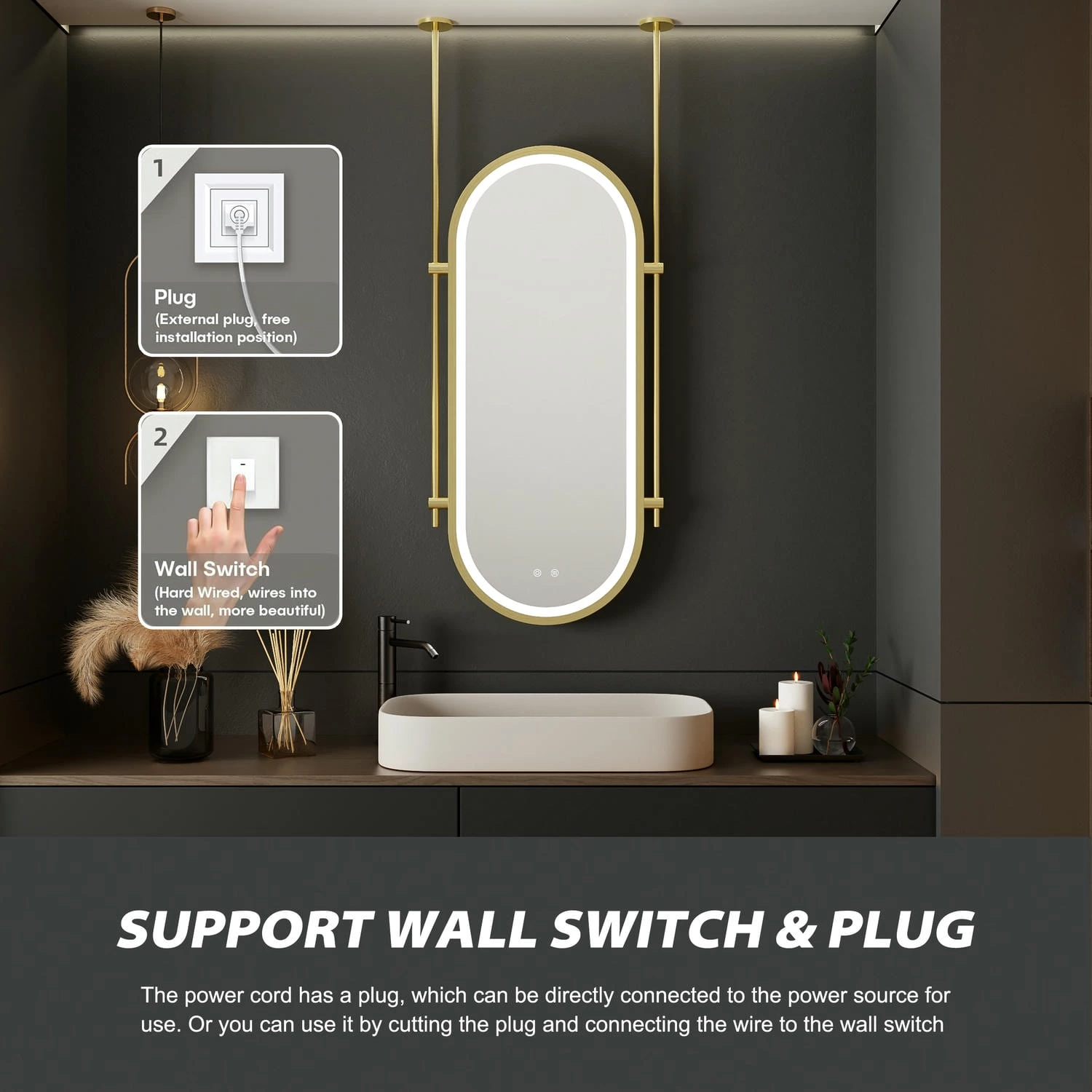 Miroir ovale de salle de bain