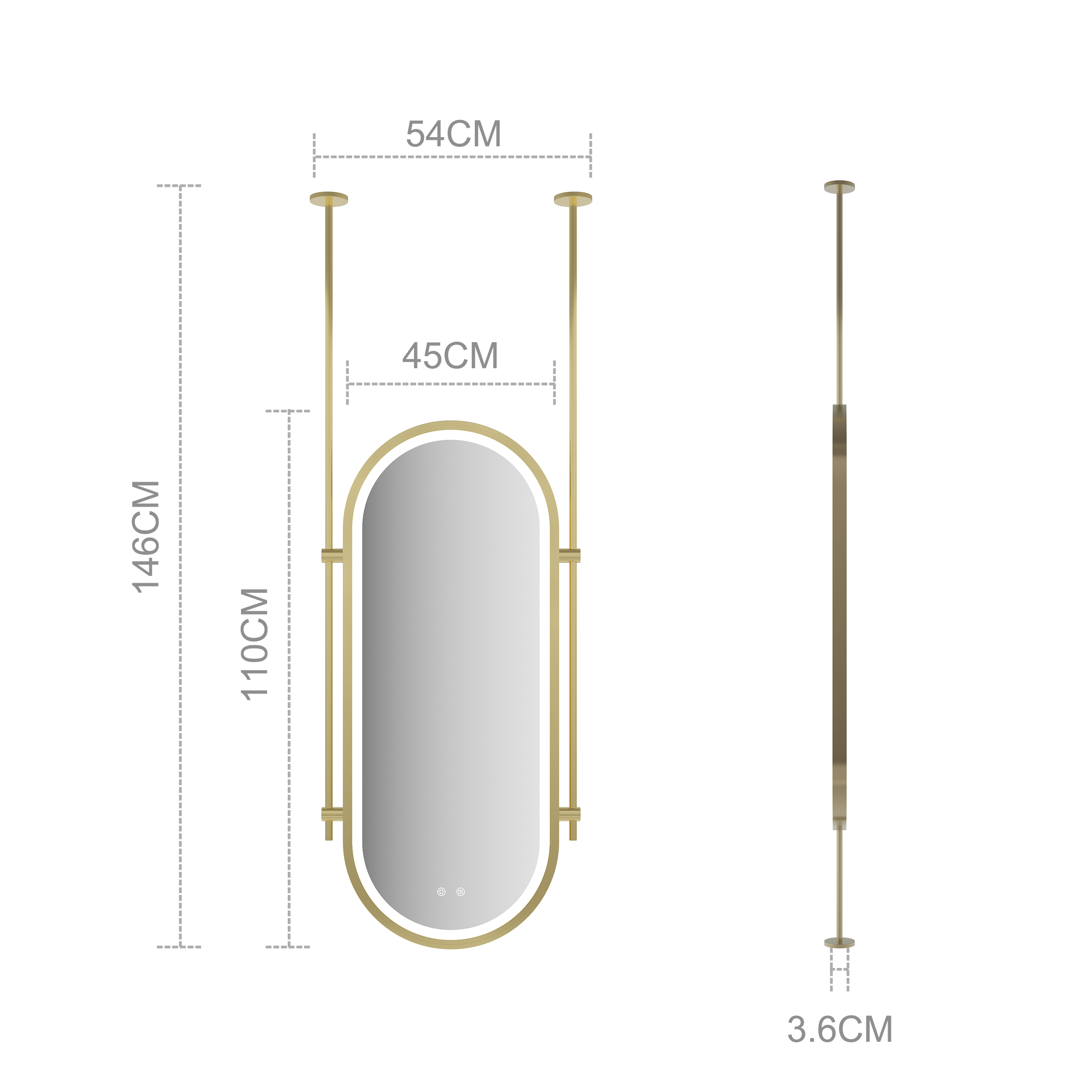 Oval Hanging LED Bathroom Mirror