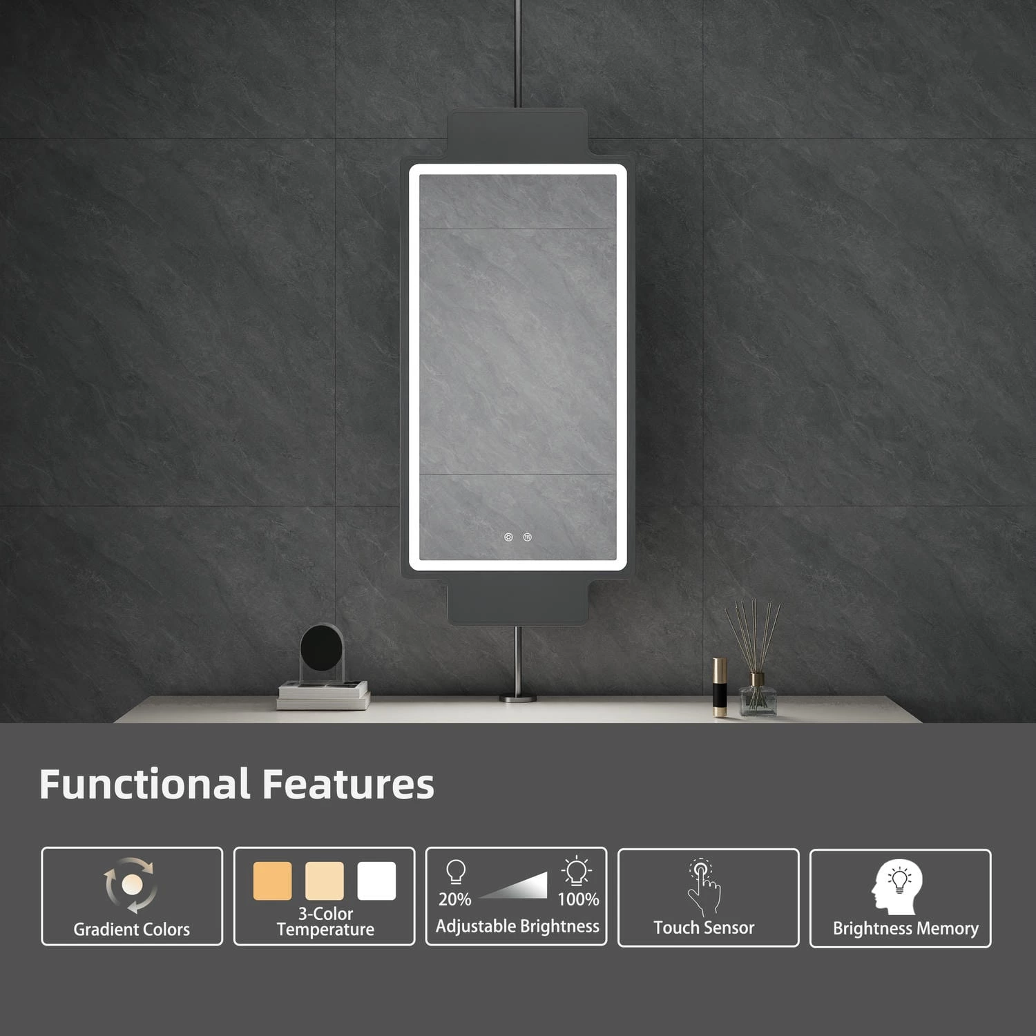 Hangende LED-badkamerspiegel