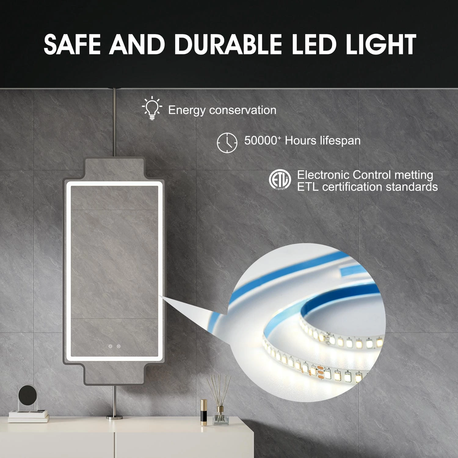 Hangende badkamerspiegel