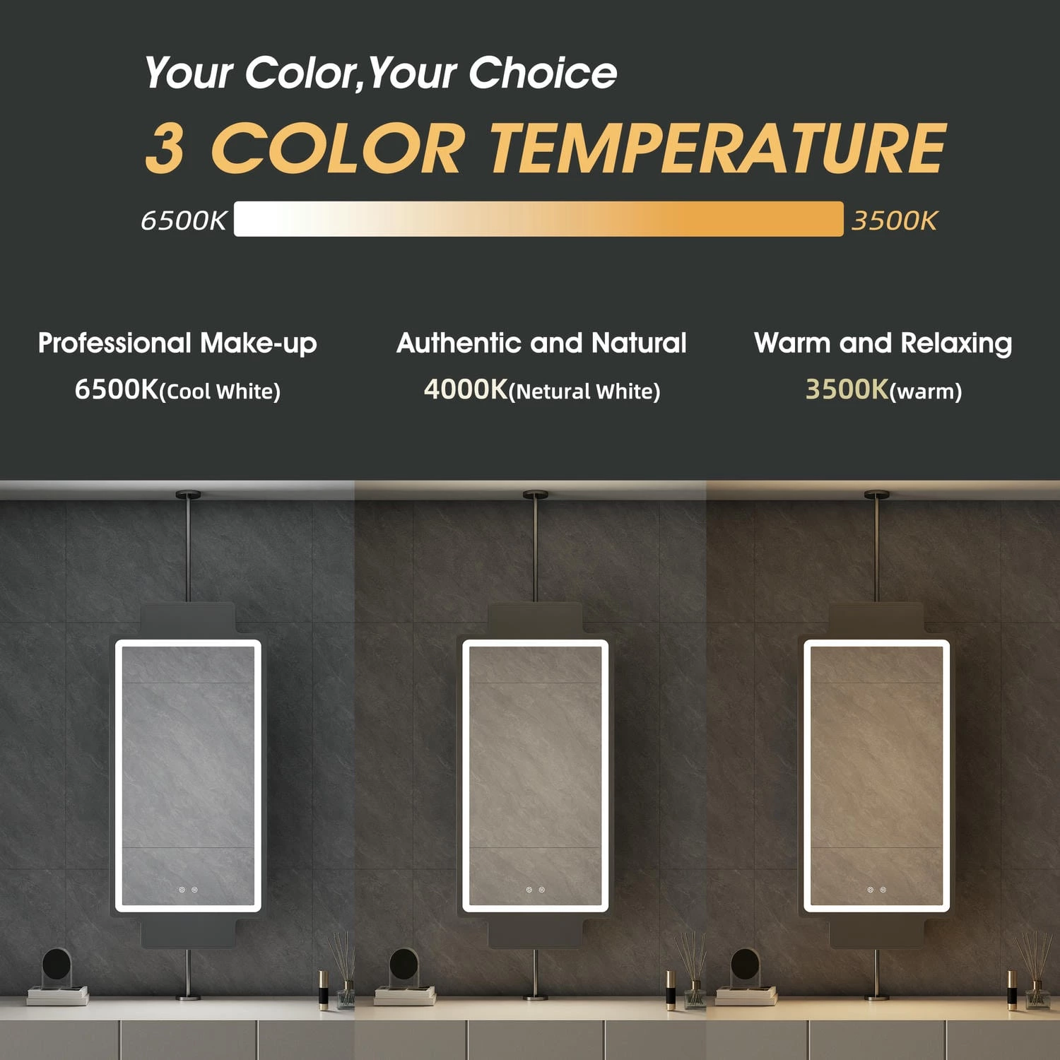 Hangende LED-badkamerspiegel