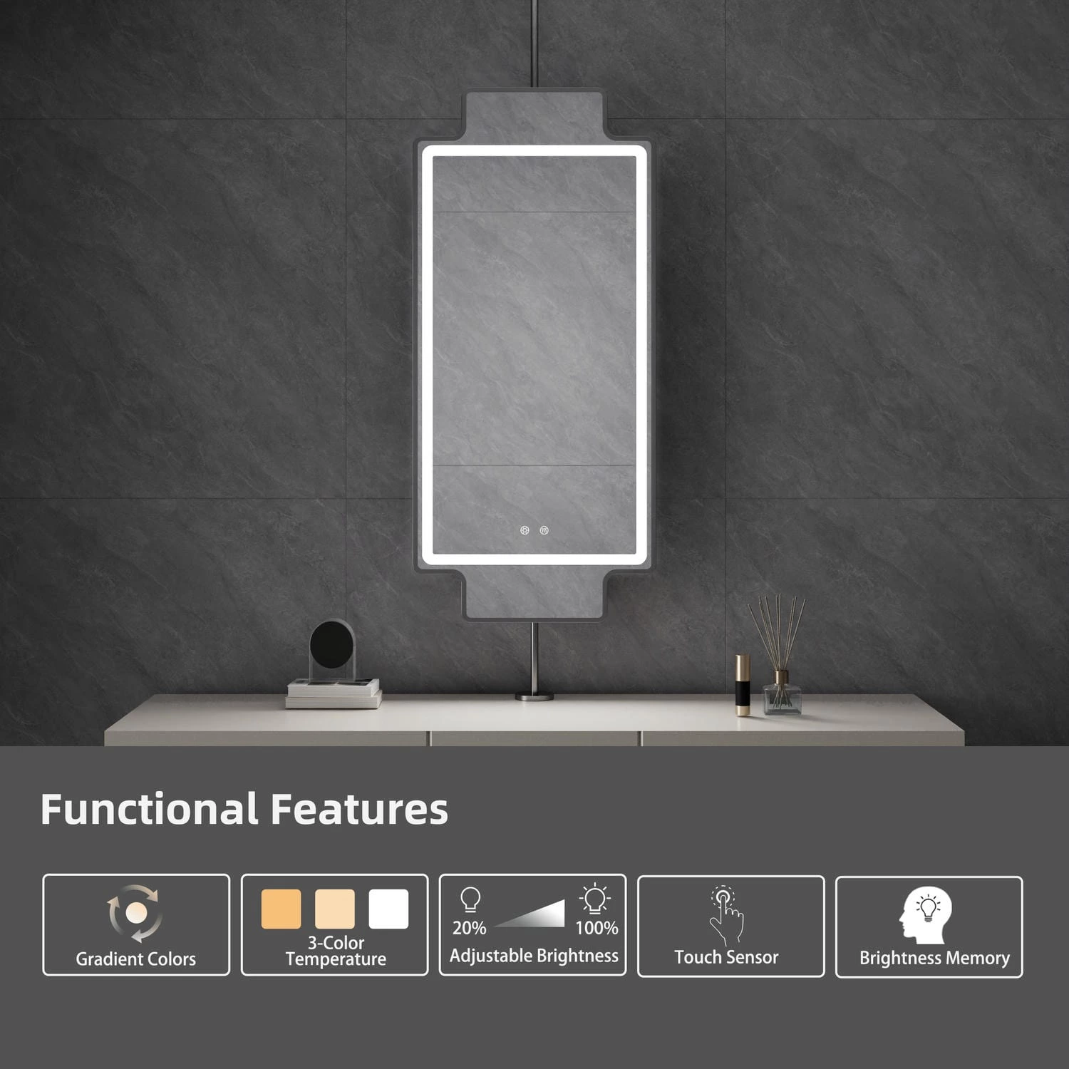 Miroir de salle de bain suspendu