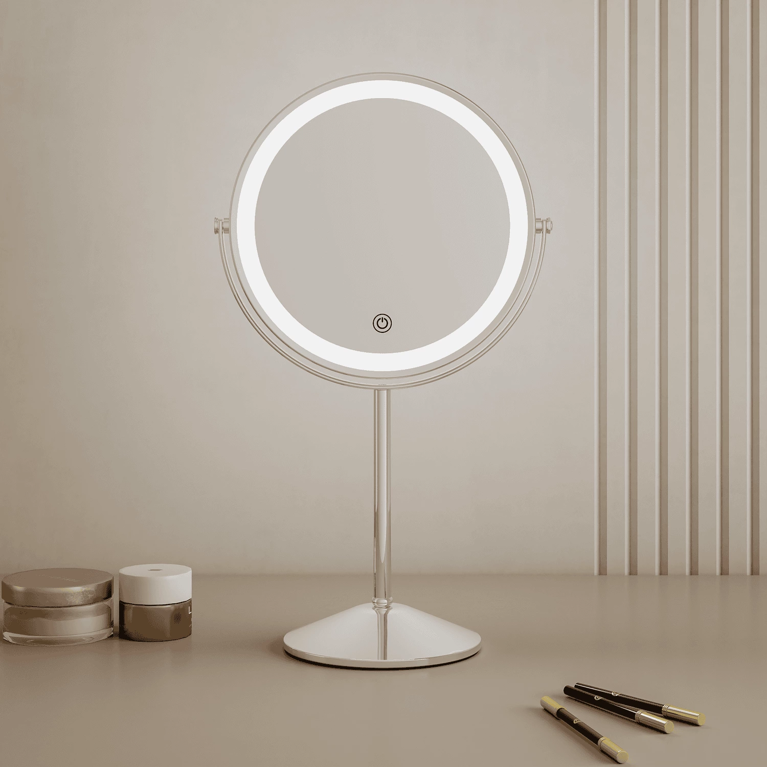 Miroir de courtoisie en métal avec LED