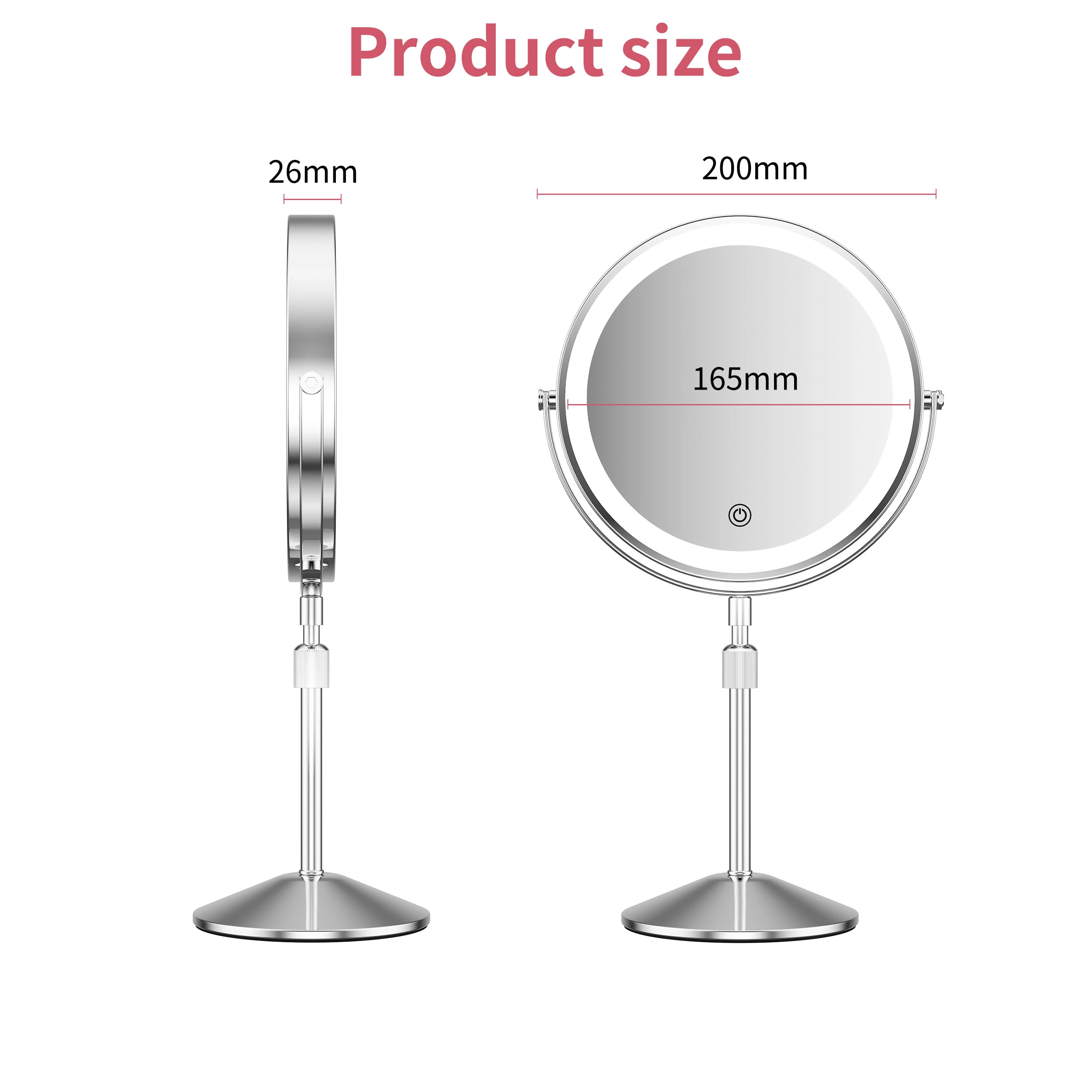 Metalen LED-kaptafelspiegel