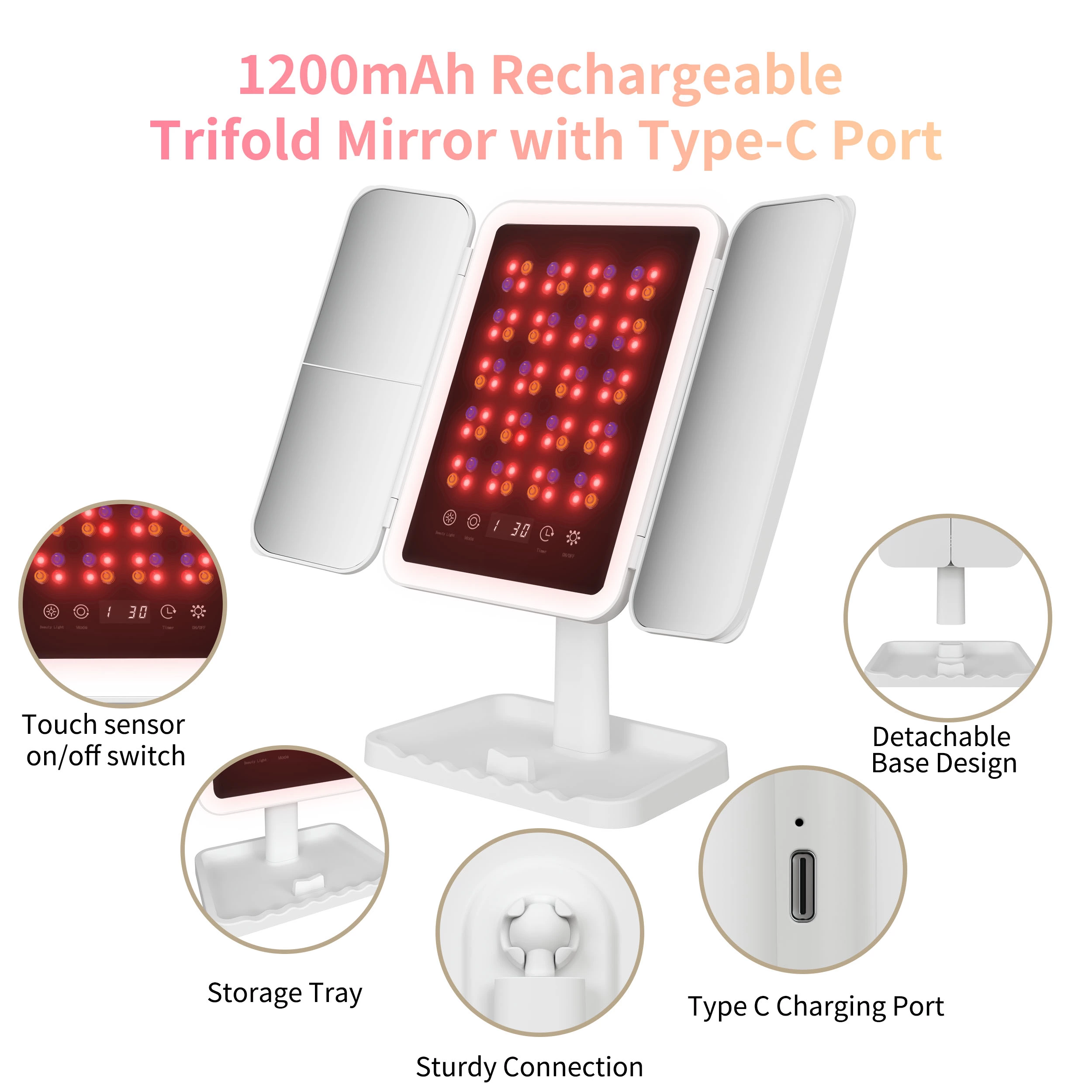 LED-fototherapie drievoudige spiegel