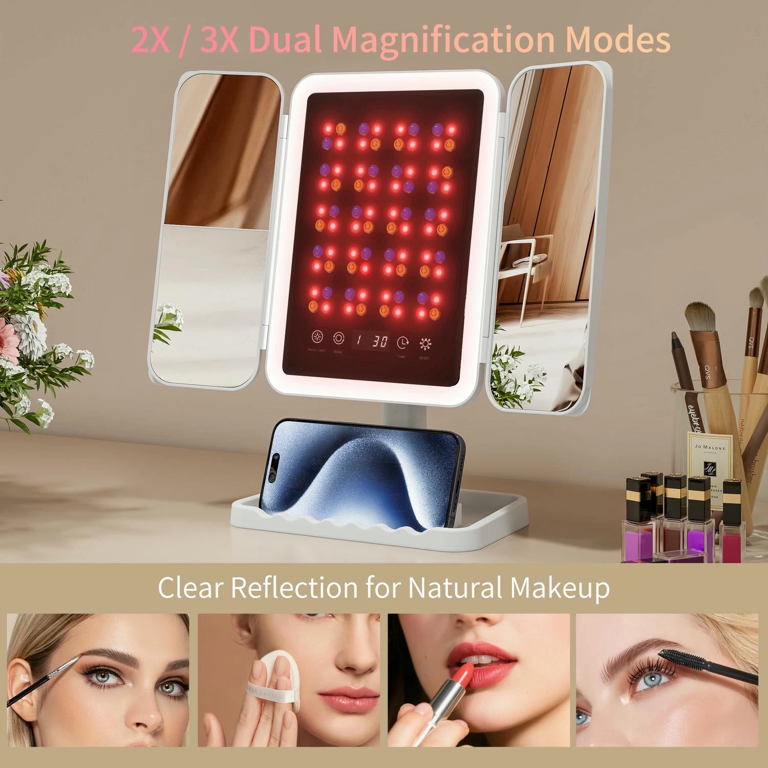 LED-fototherapie drievoudige spiegel