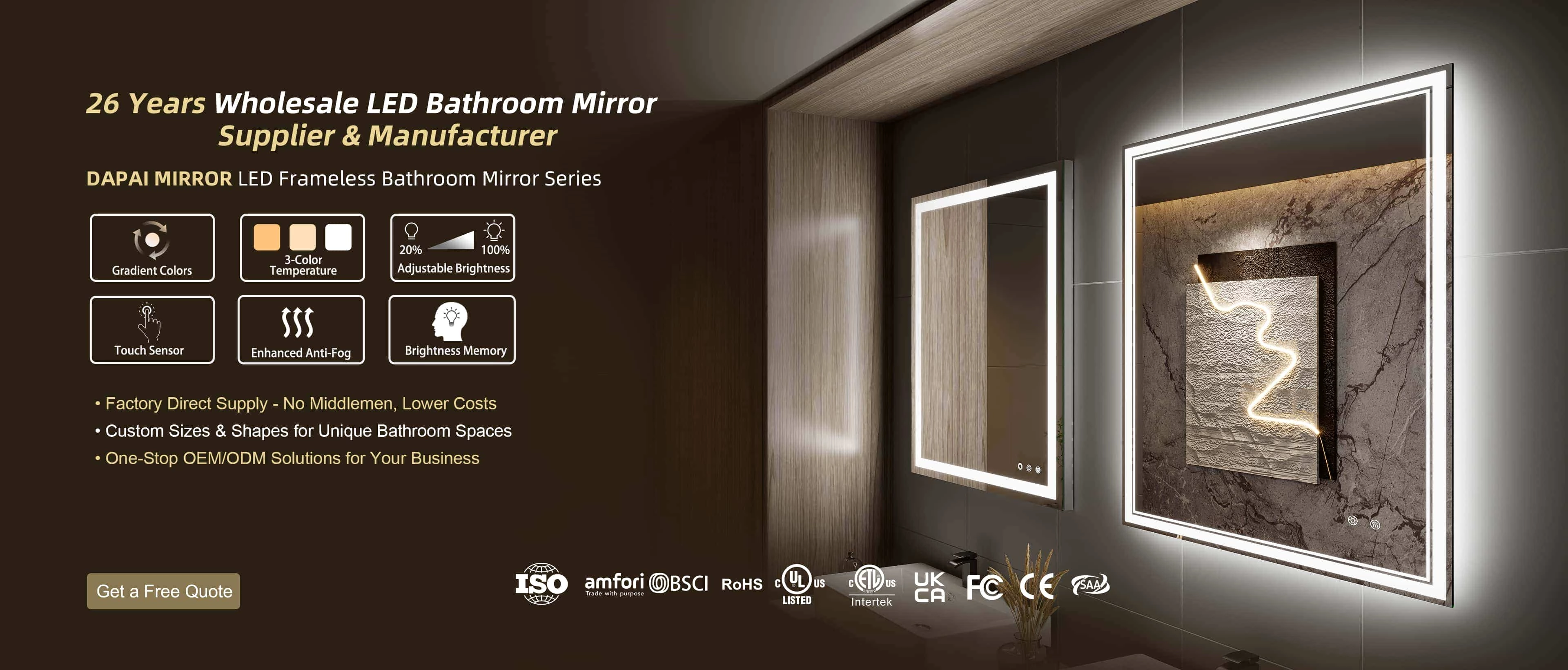 Miroirs de salle de bain sans cadre