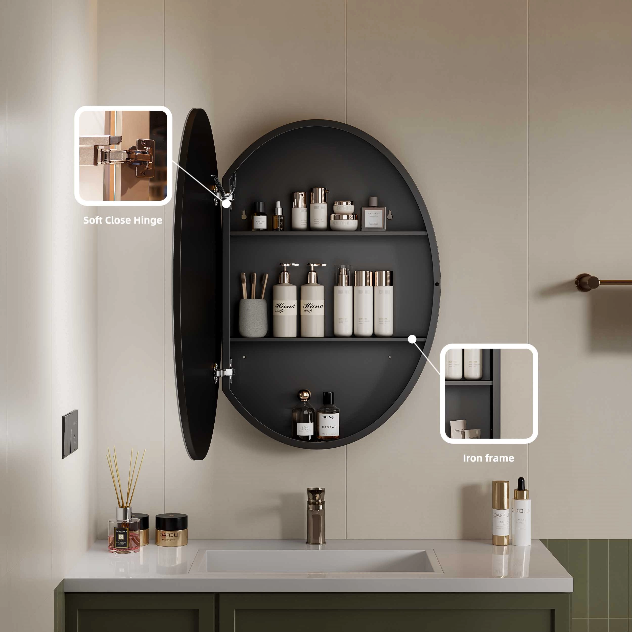 Oval LED Bathroom Mirror Cabinet
