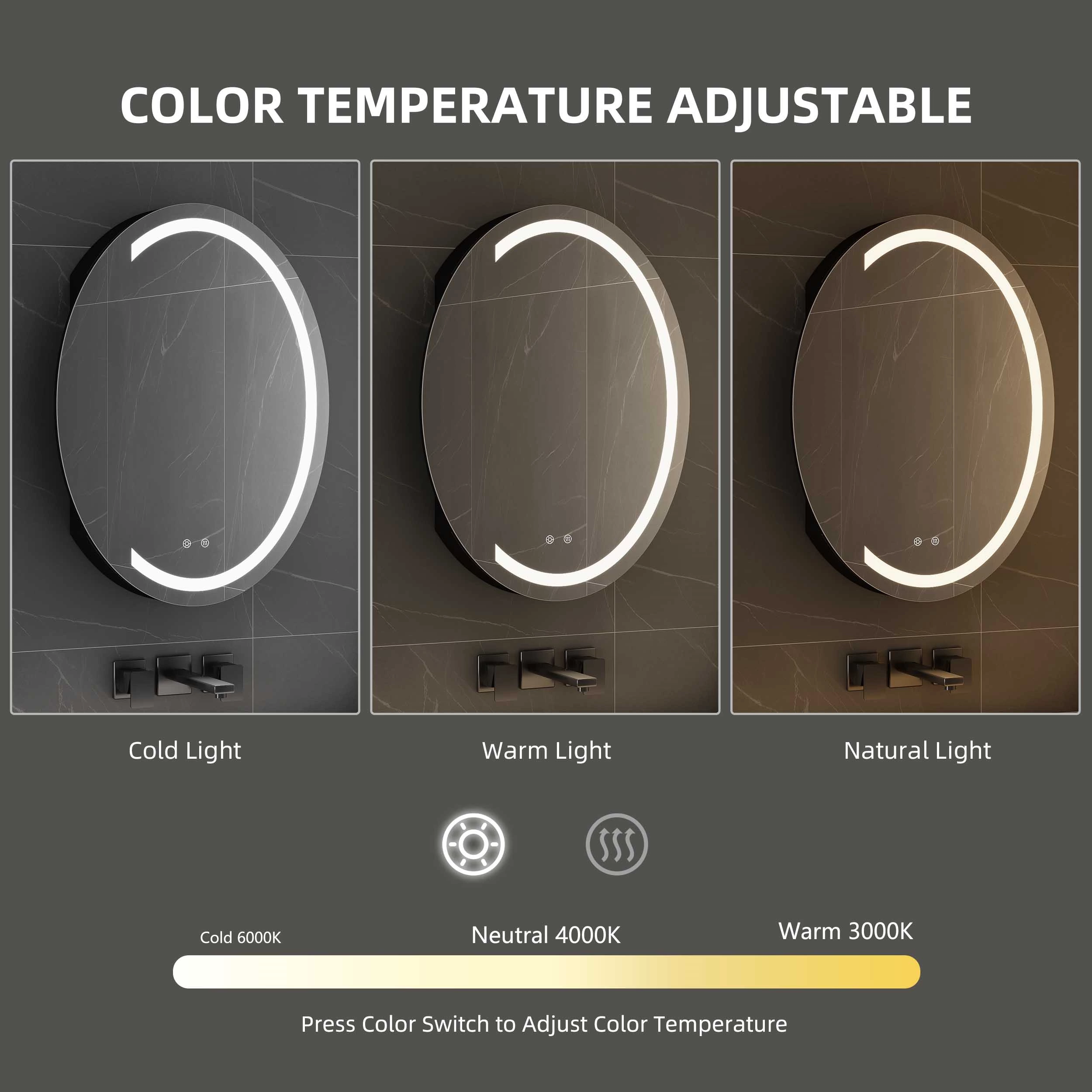 Oval LED Bathroom Mirror Cabinet