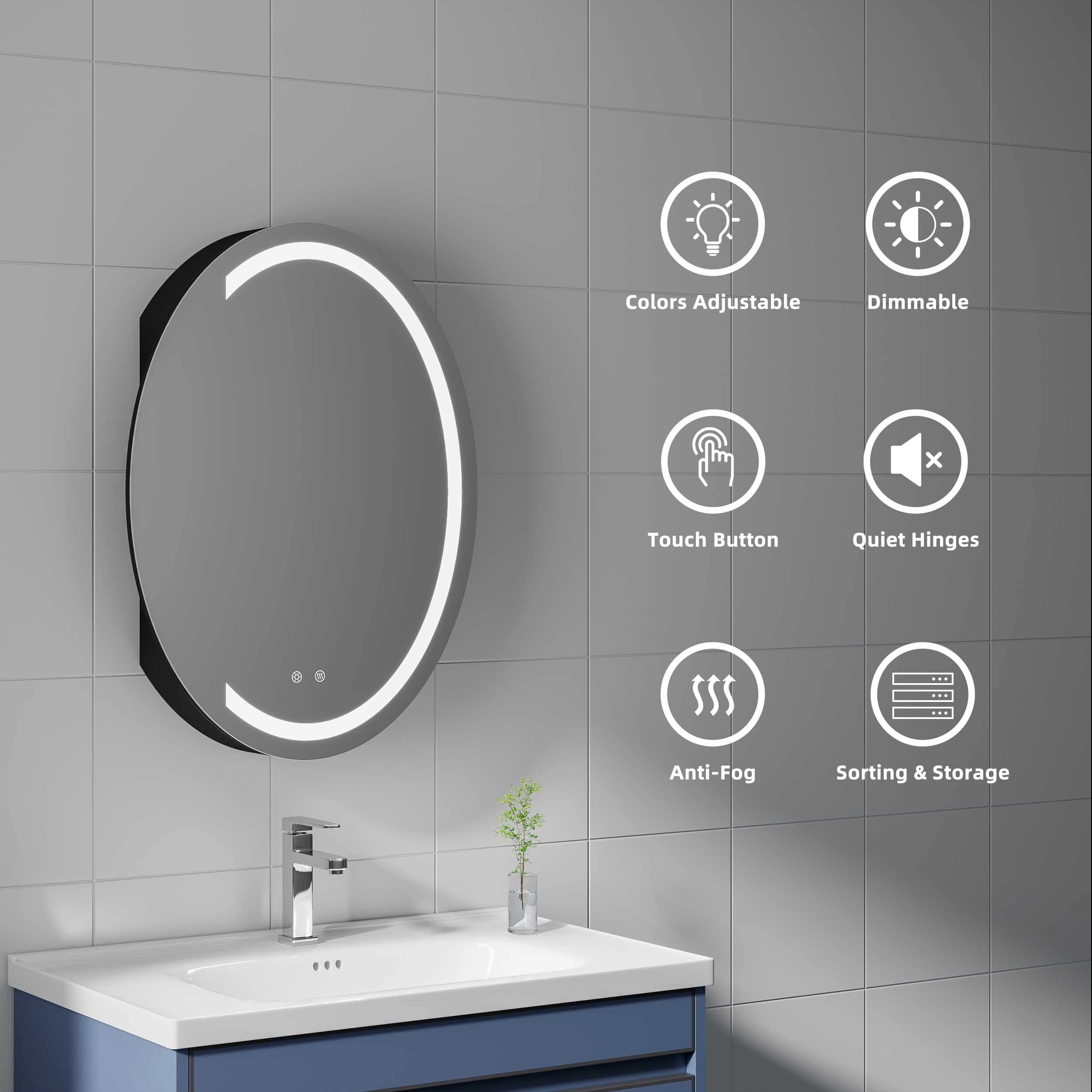 Oval LED Bathroom Mirror Cabinet