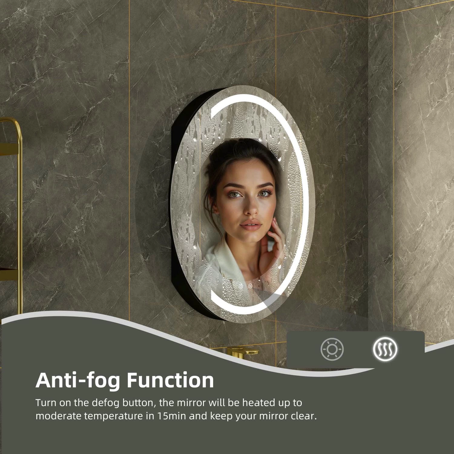 Oval LED Bathroom Mirror Cabinet