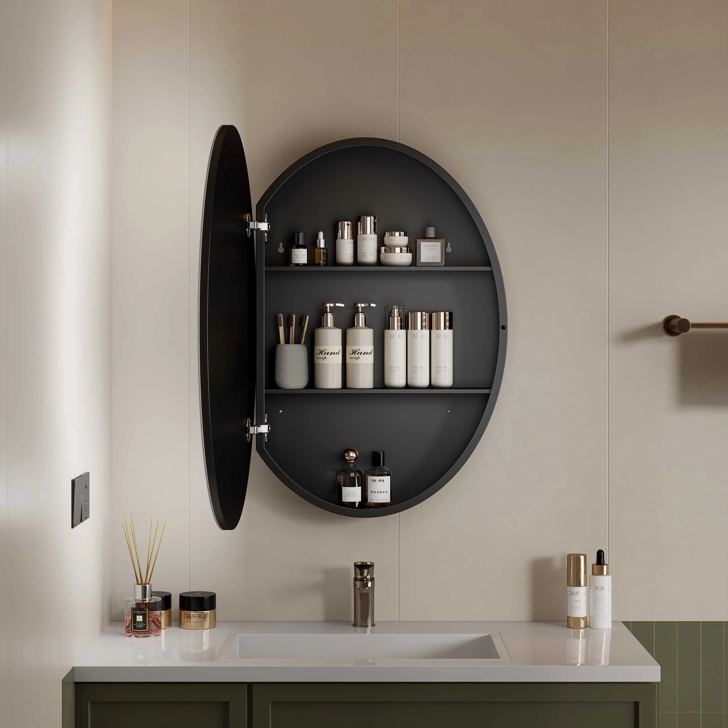 Oval LED Bathroom Mirror Cabinet