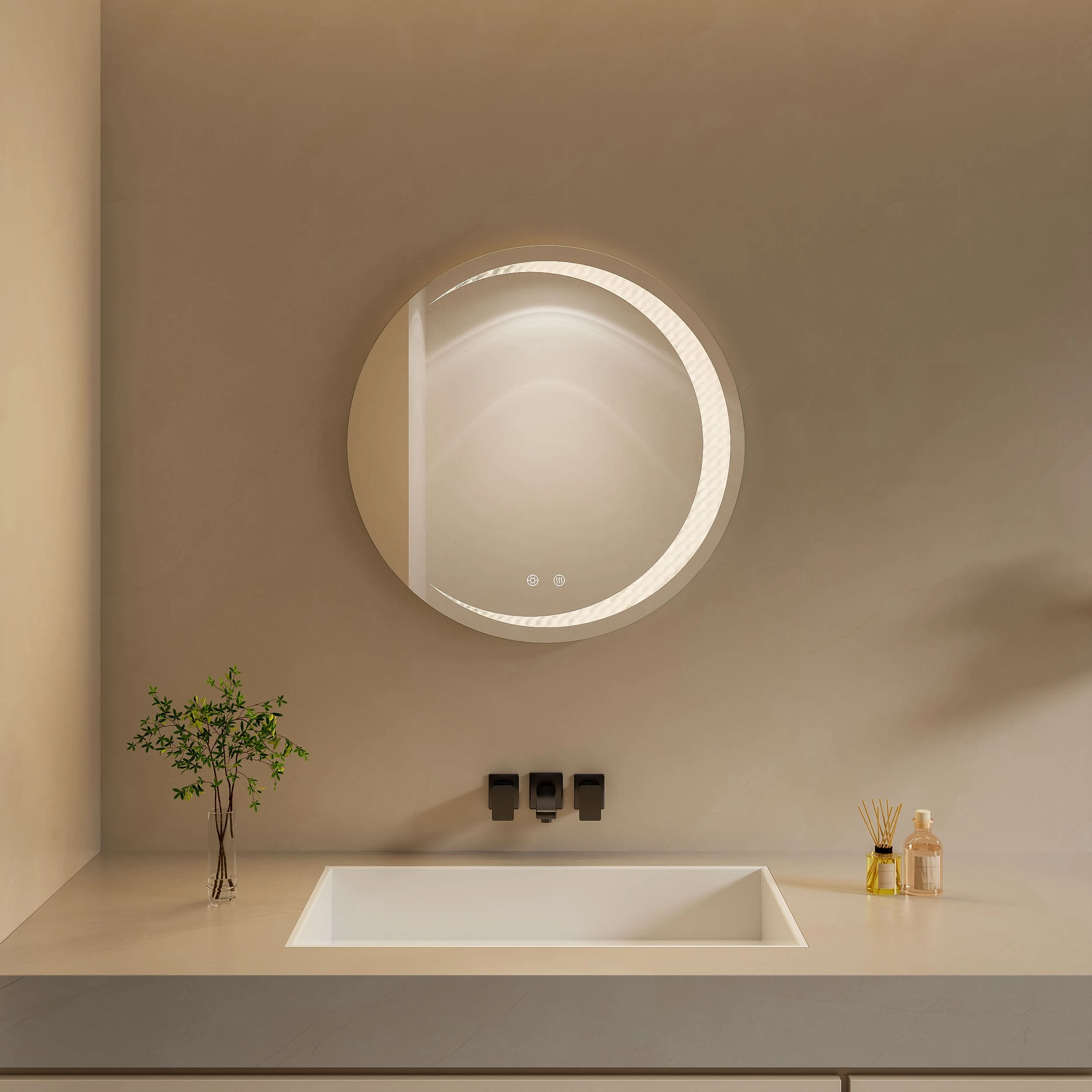Miroir de salle de bain rond à LED