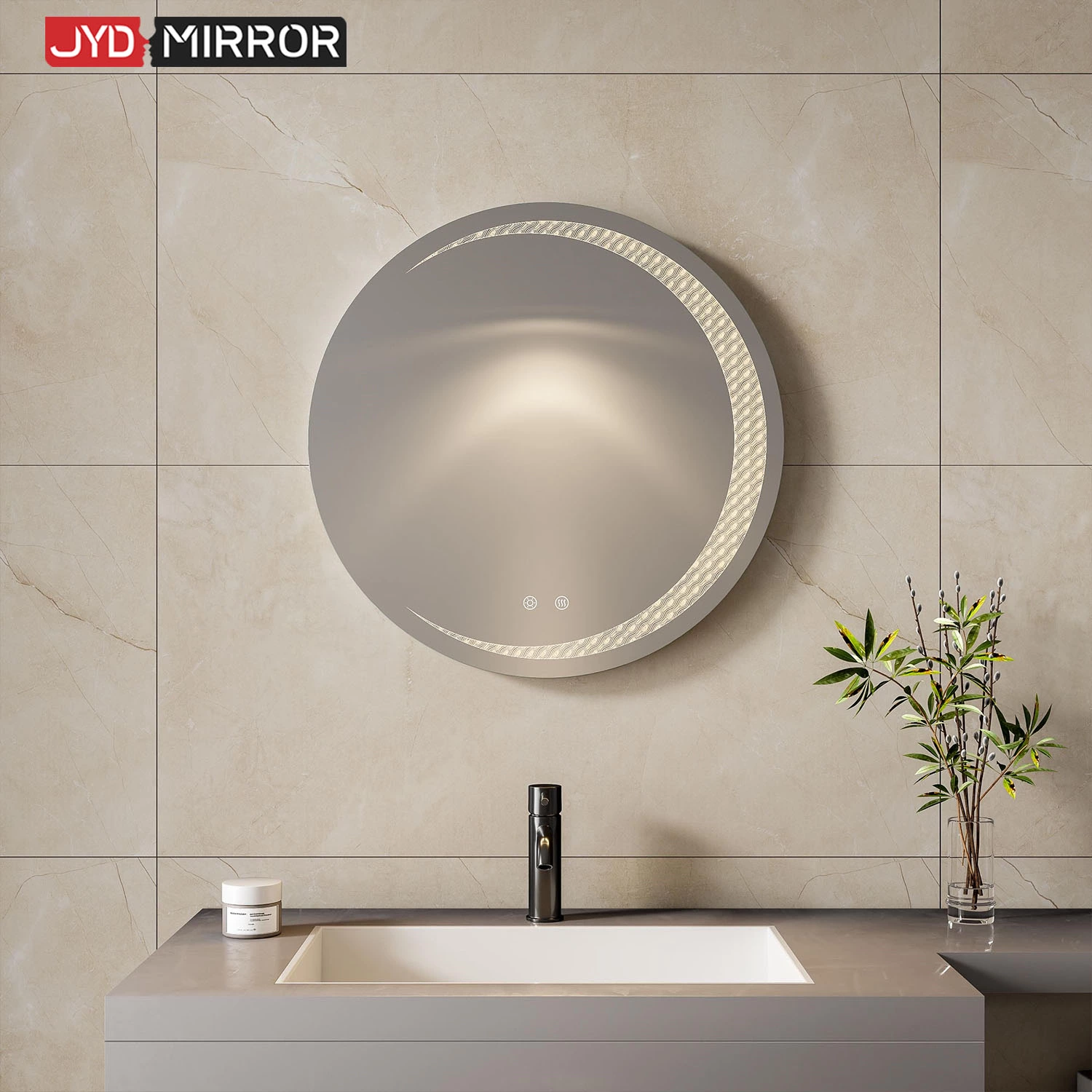 Miroir de salle de bain rond à LED