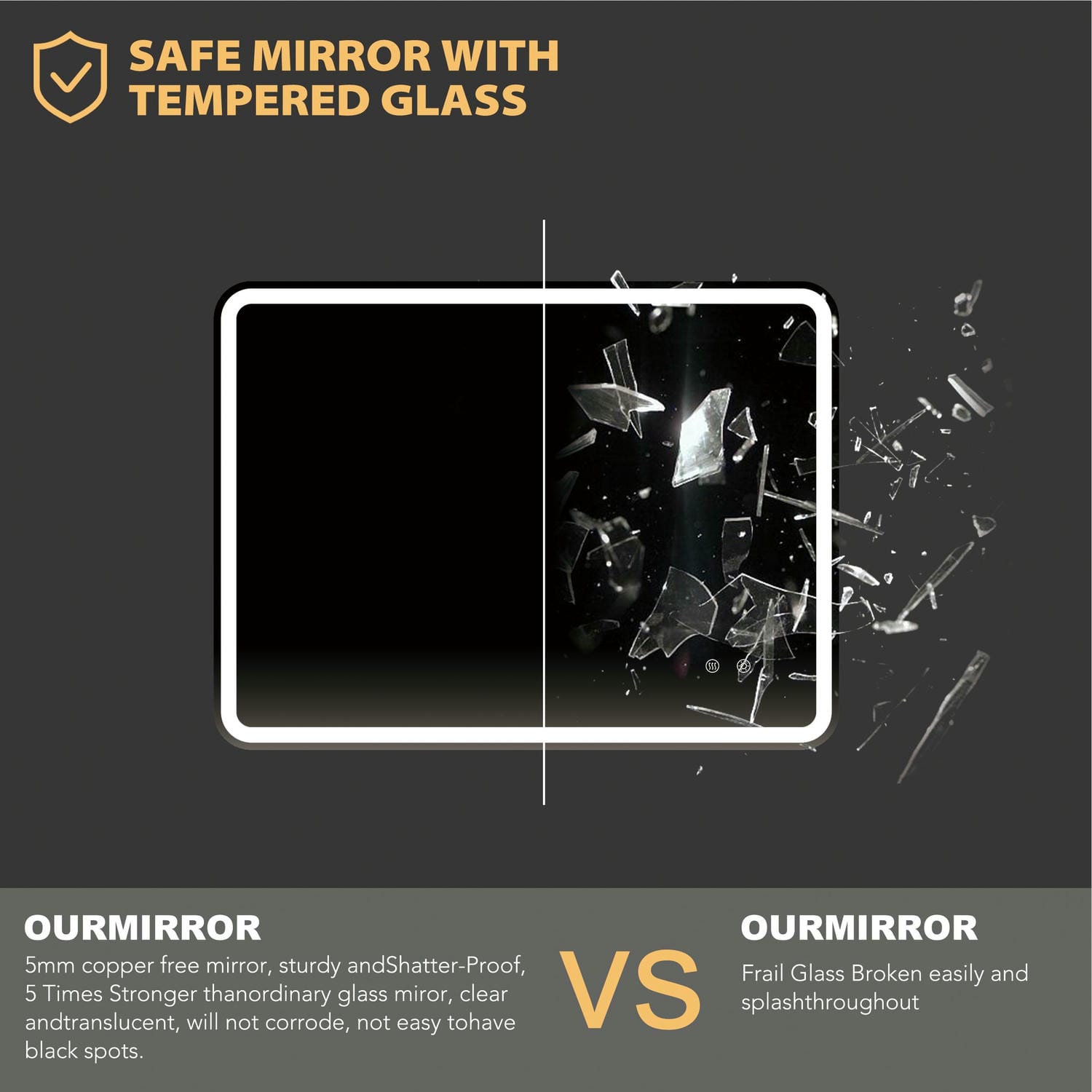 Frameless Led Bathroom Mirror