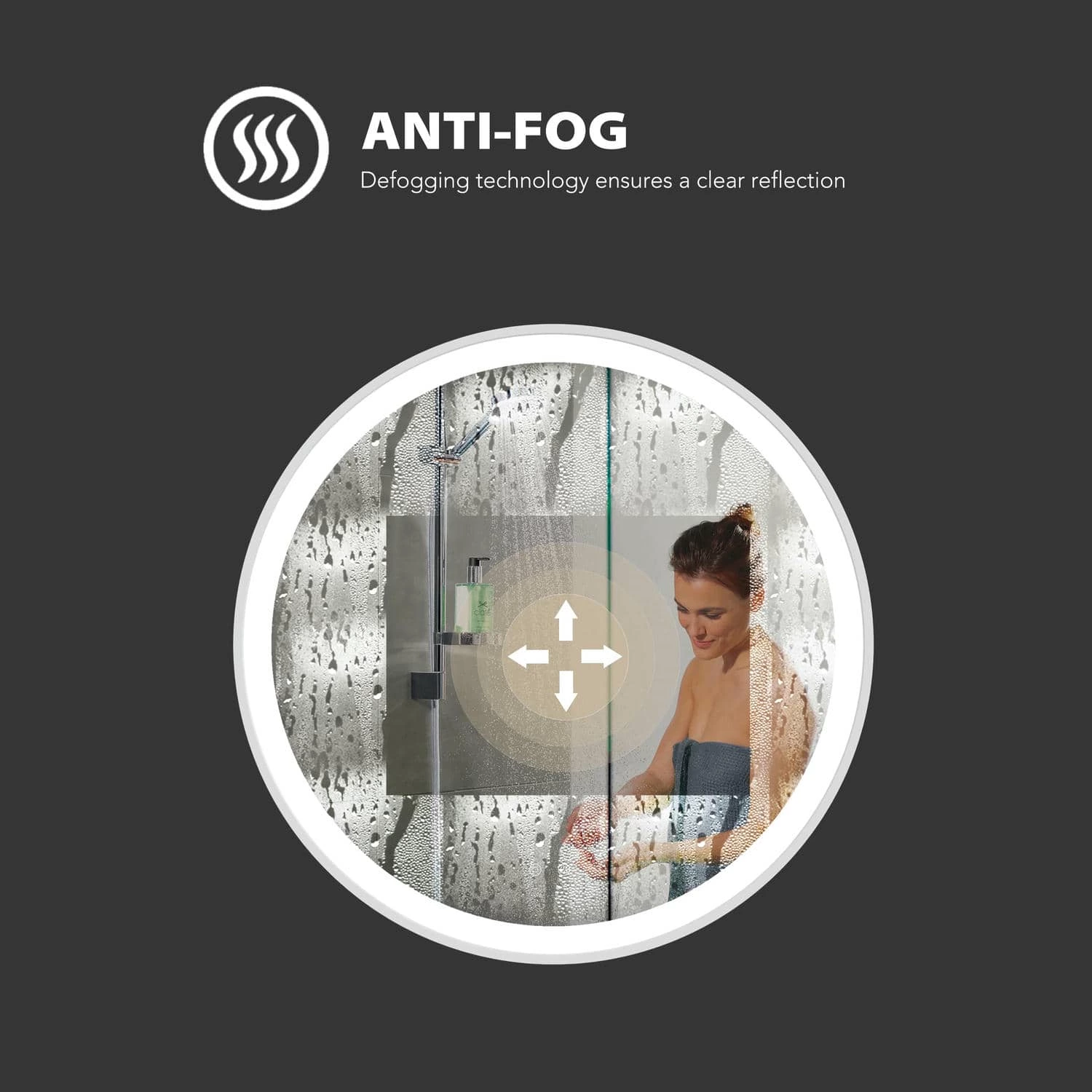 Miroir de salle de bain rond à LED