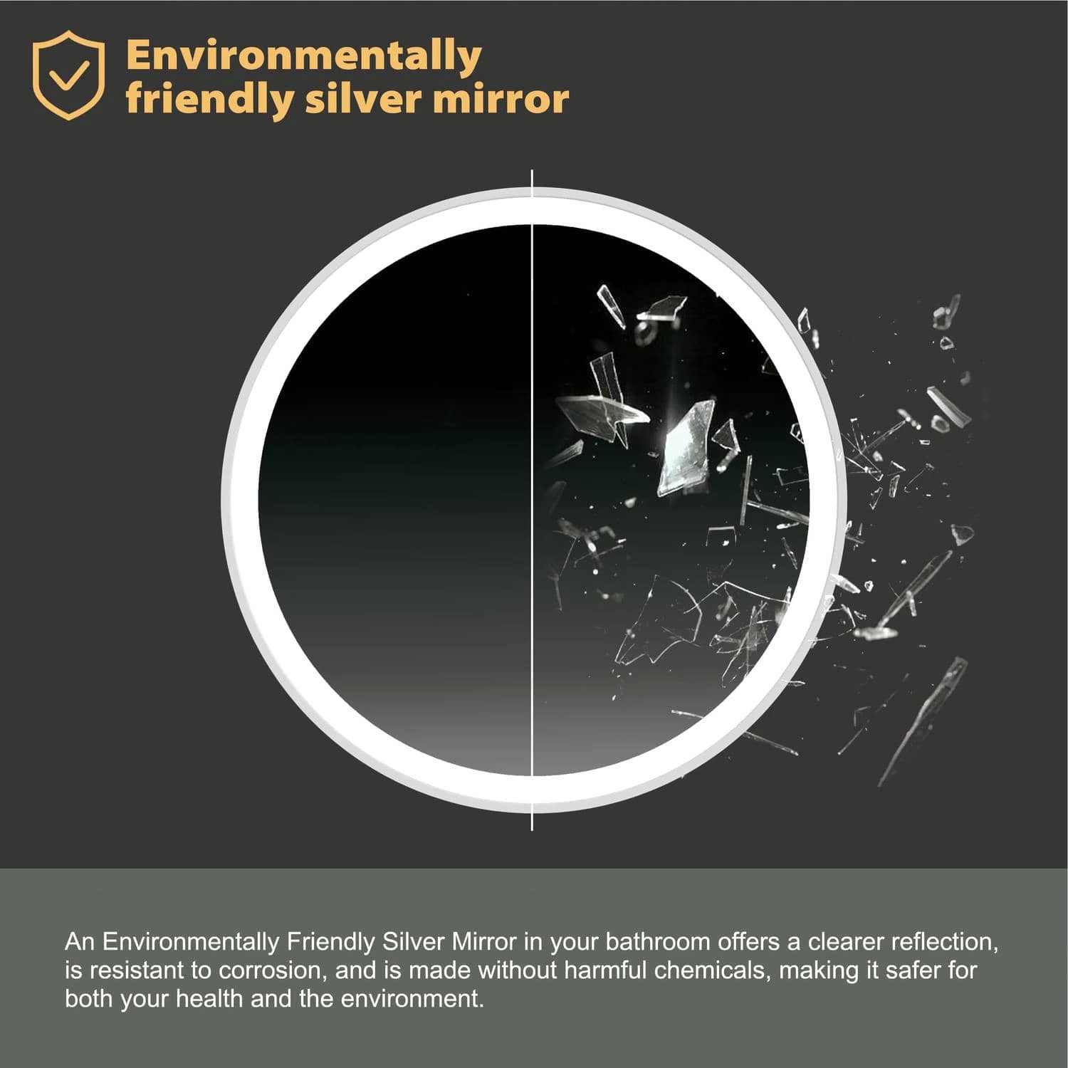 Miroir de salle de bain rond à LED