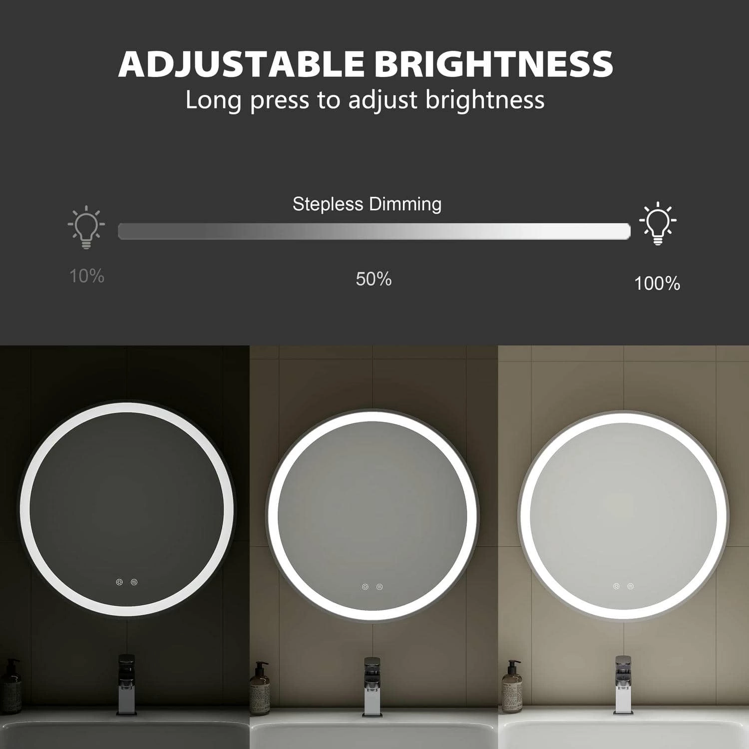 Miroir de salle de bain rond à LED