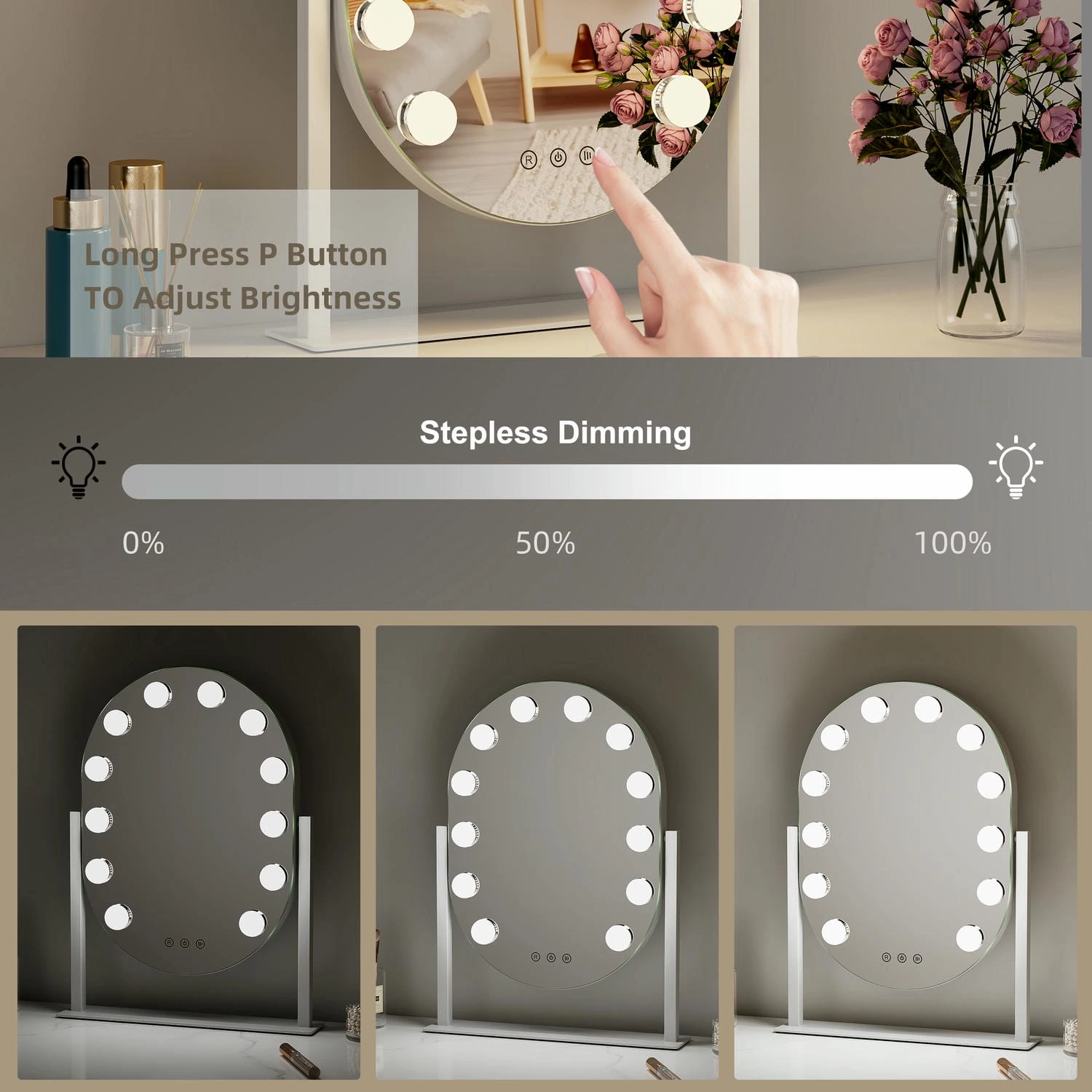 Oval Hollywood Vanity Mirror