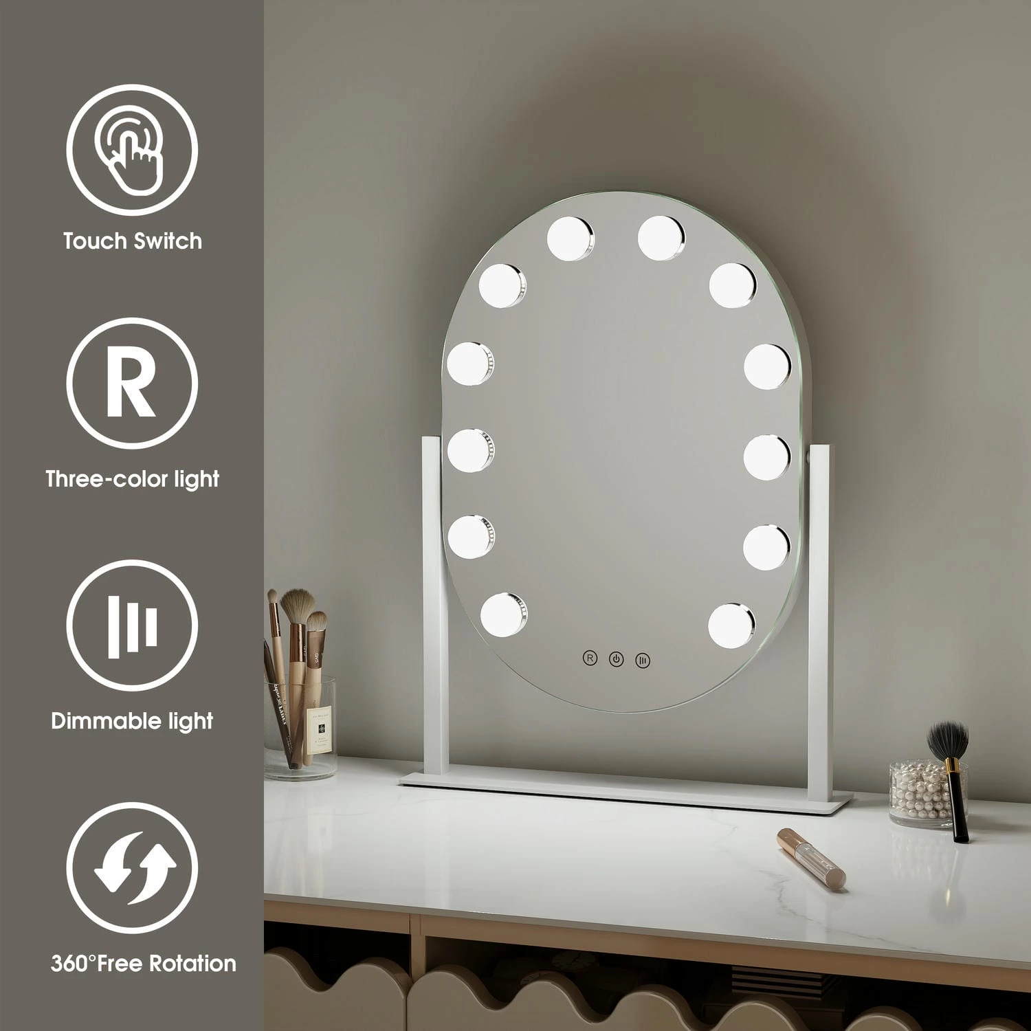 Oval Hollywood Vanity Mirror