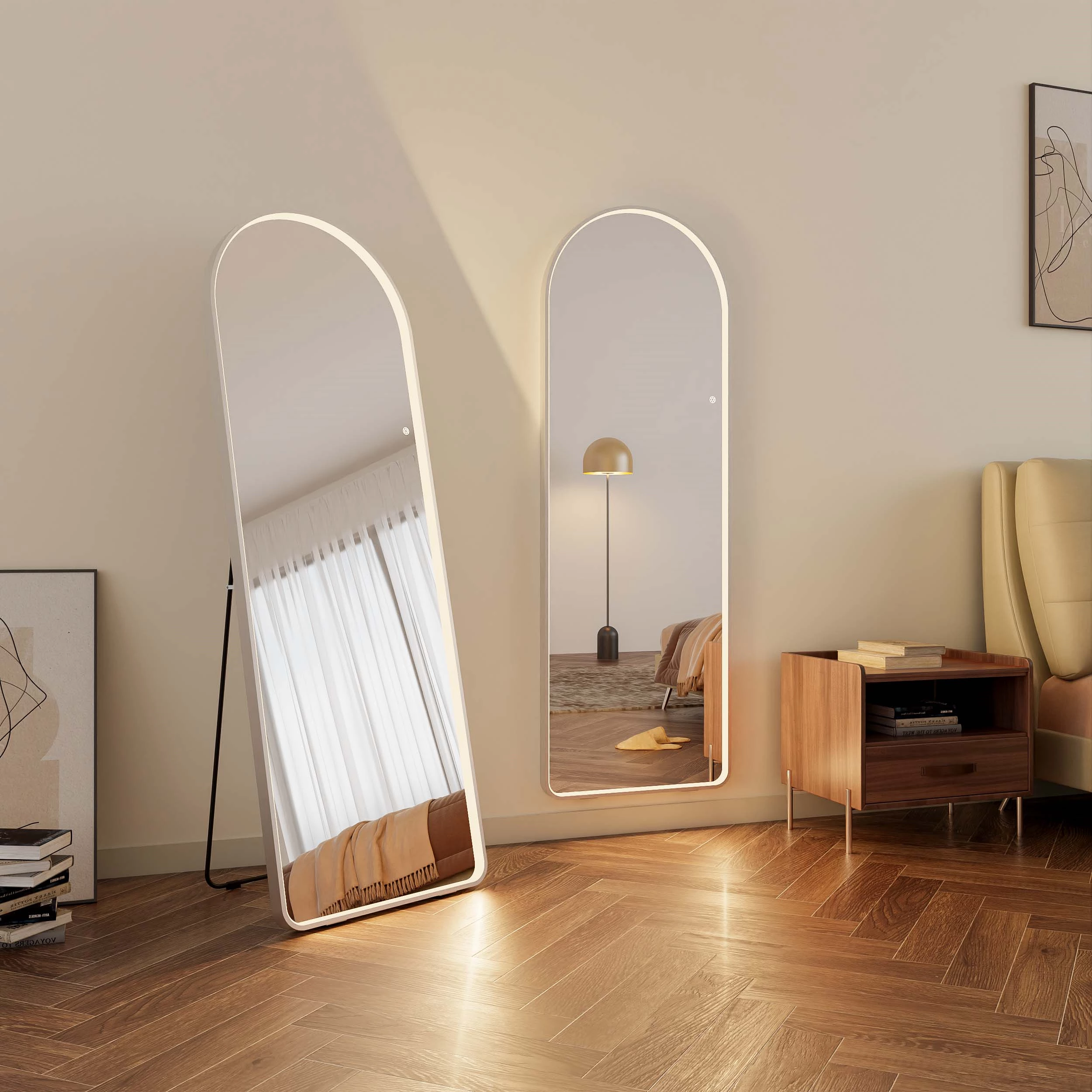 Miroir pleine longueur arqué à LED