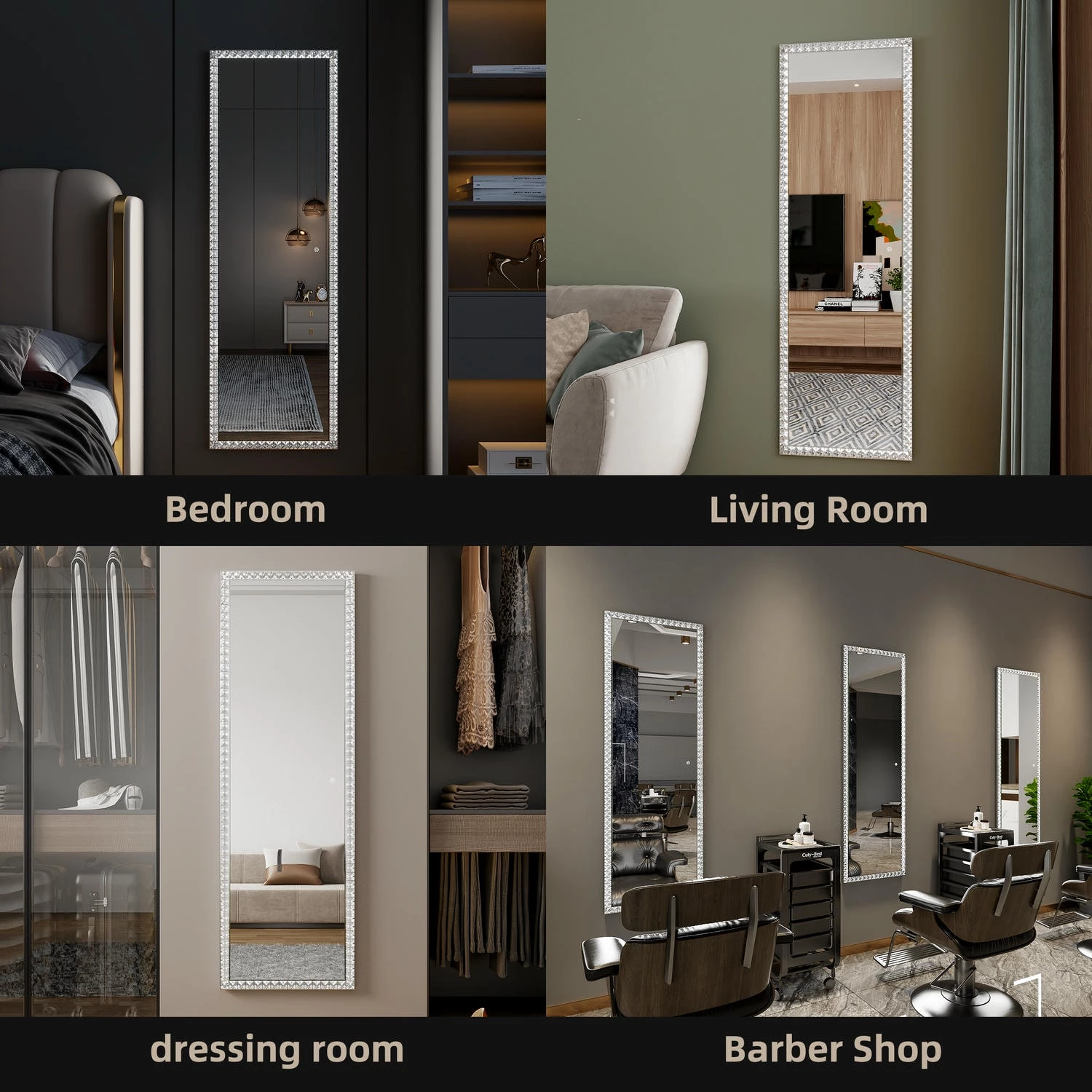 Led Crystal Full Length Mirror