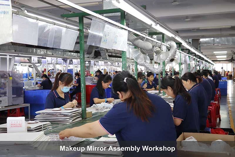 Atelier d'assemblage de miroirs de maquillage