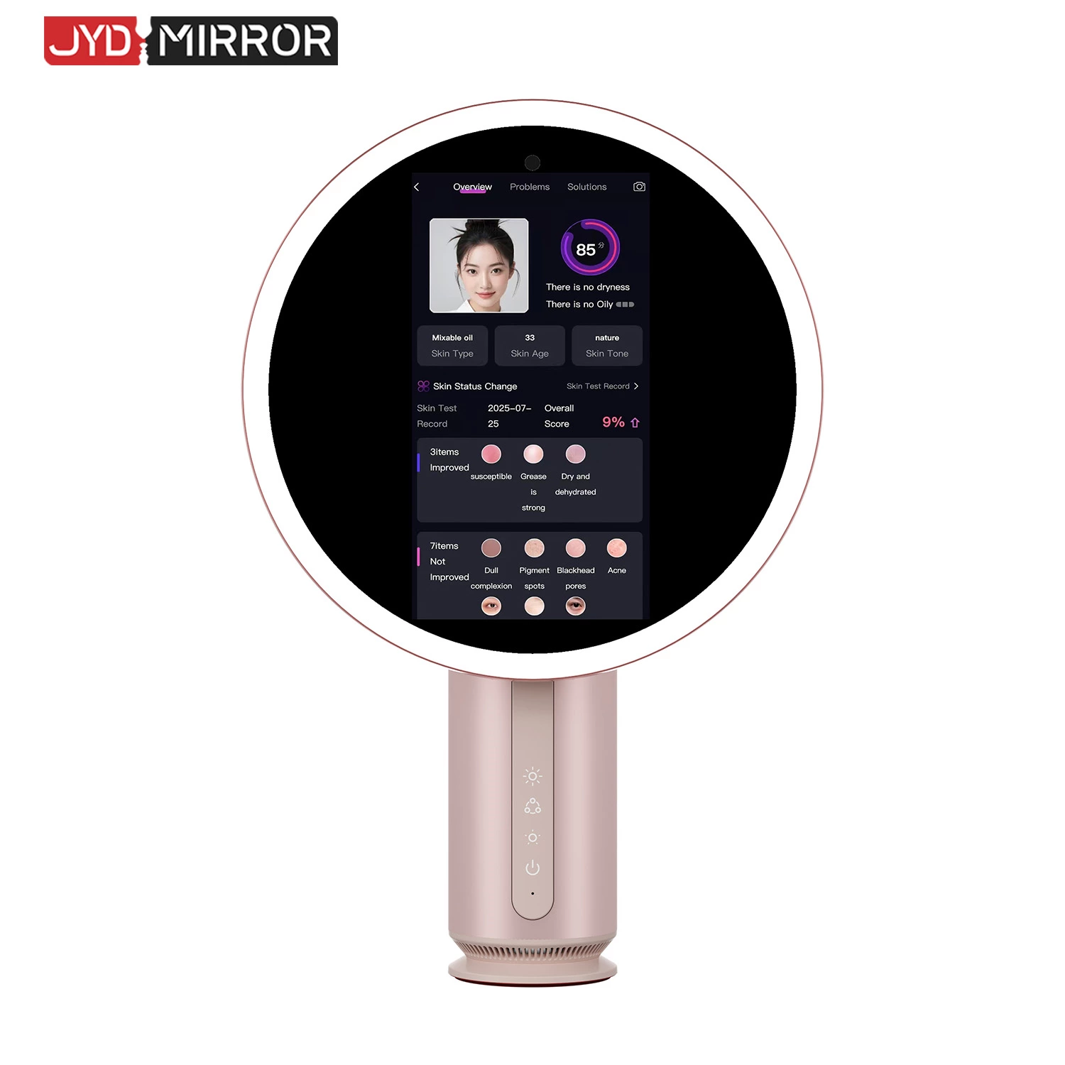 Miroir de courtoisie LED avec analyseur de peau IA