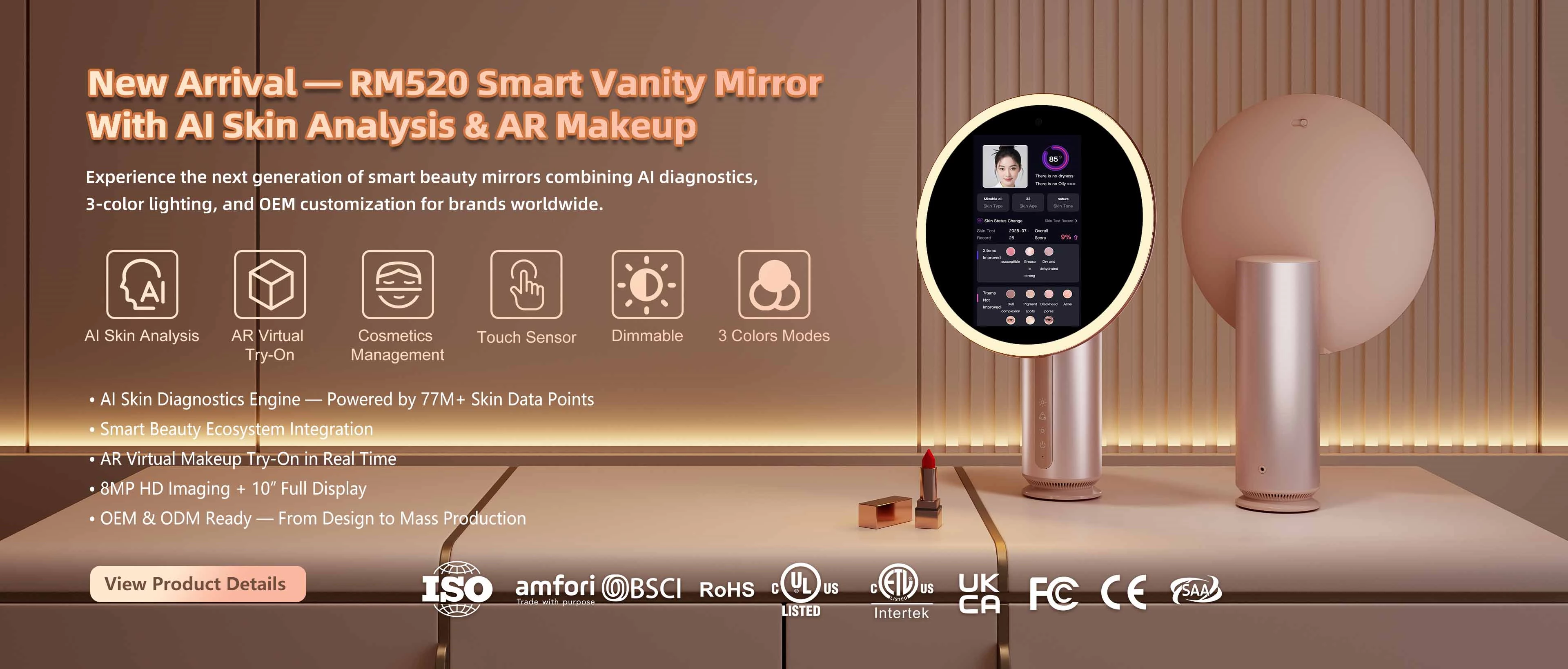 Miroir de courtoisie à LED