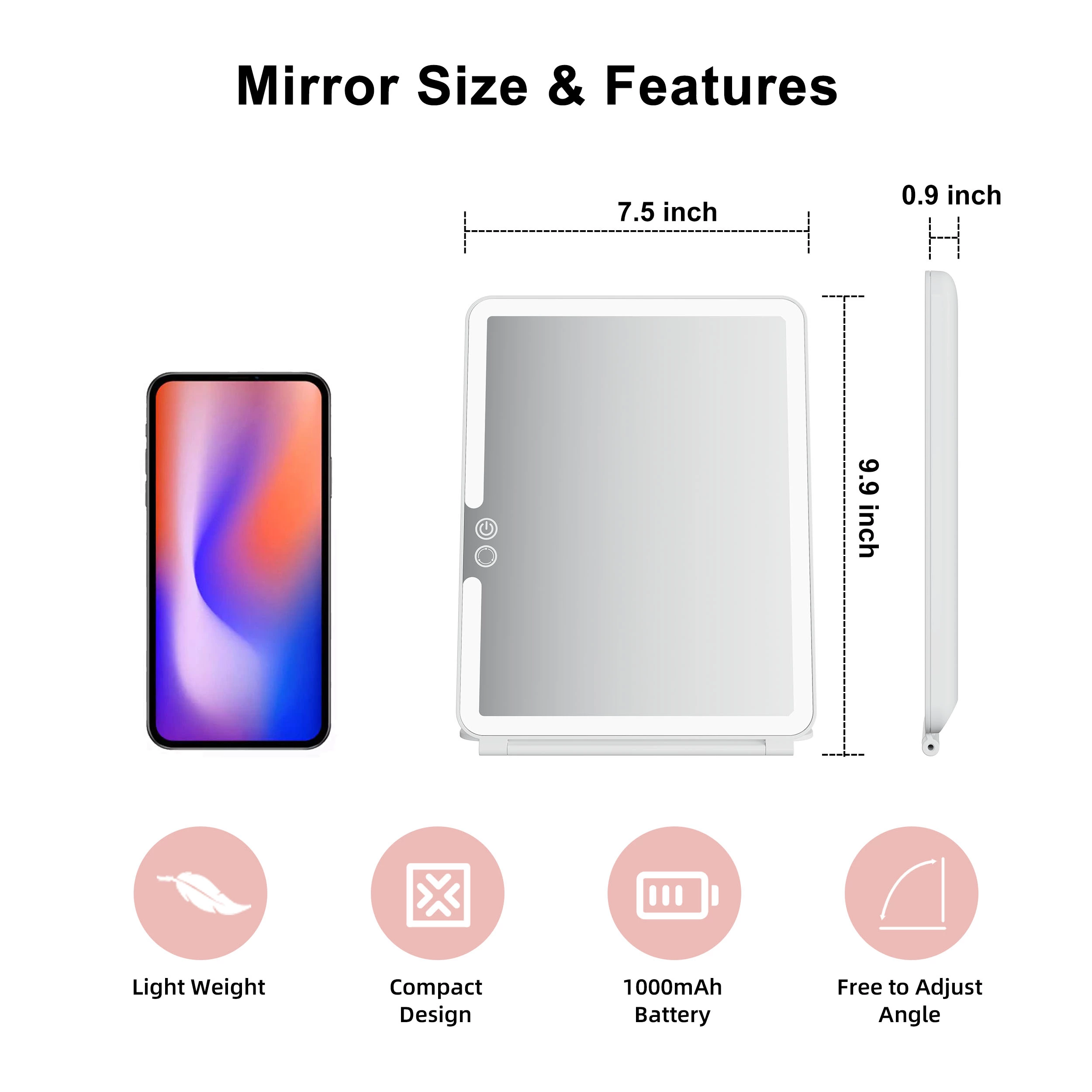 Portable LED Travel Makeup Mirror