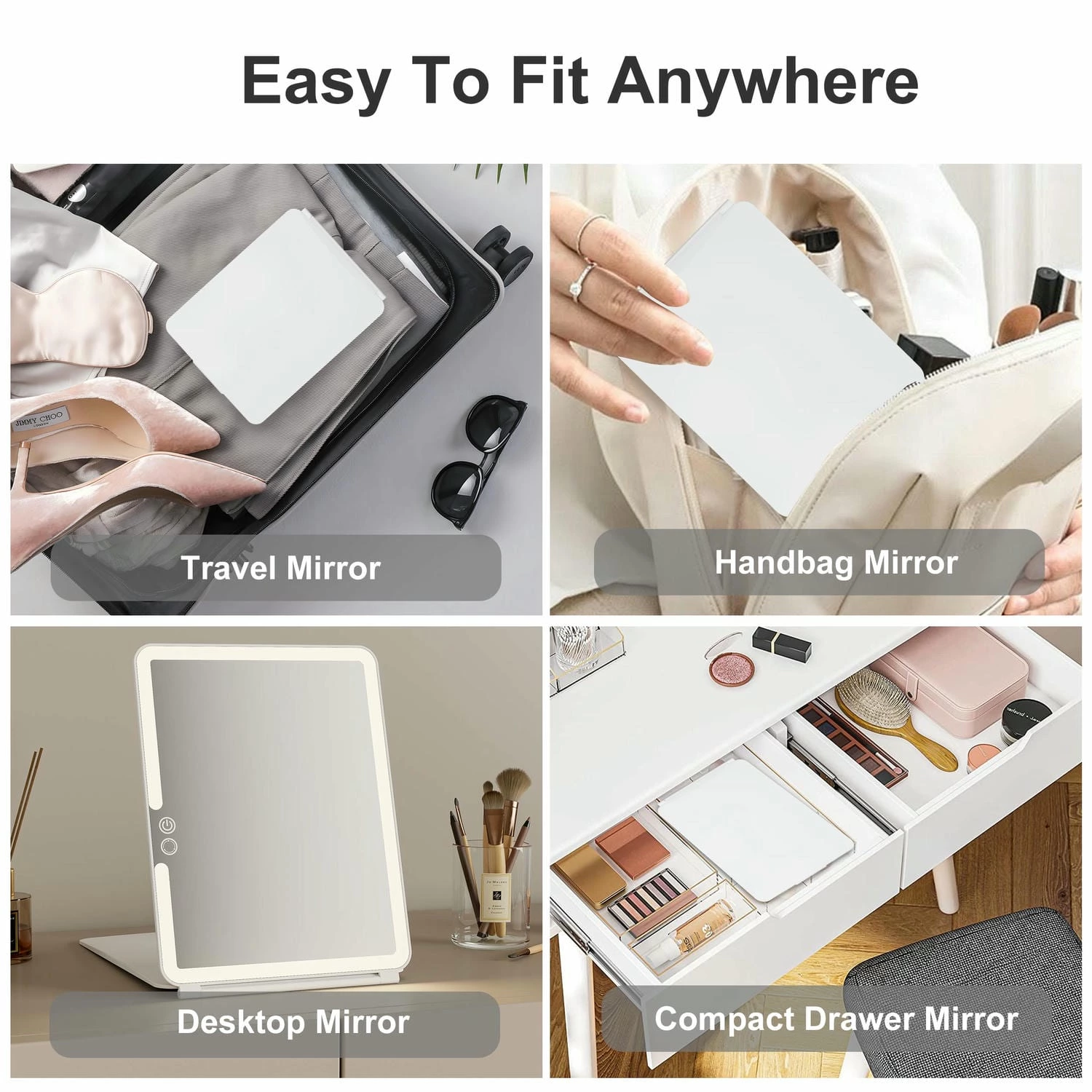 Portable LED Travel Makeup Mirror