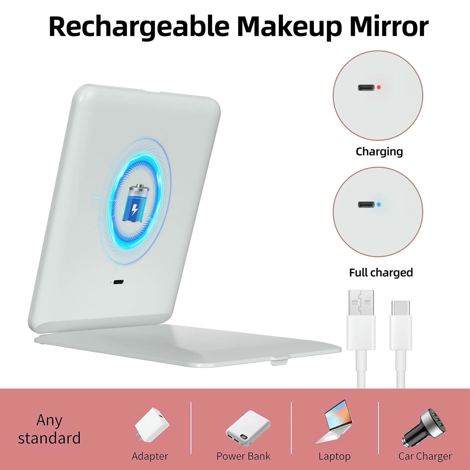 Portable LED Travel Makeup Mirror