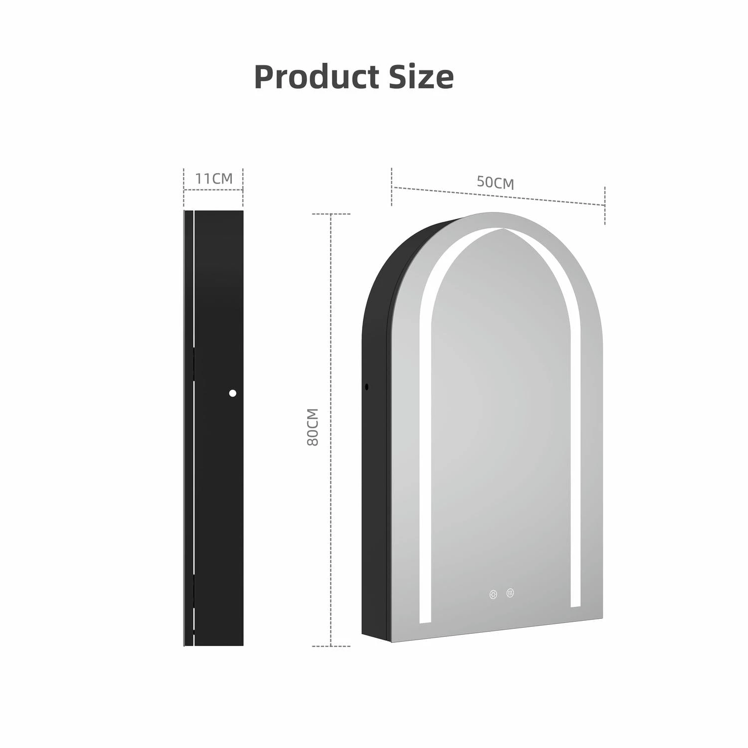 Armoire à miroir LED arquée
