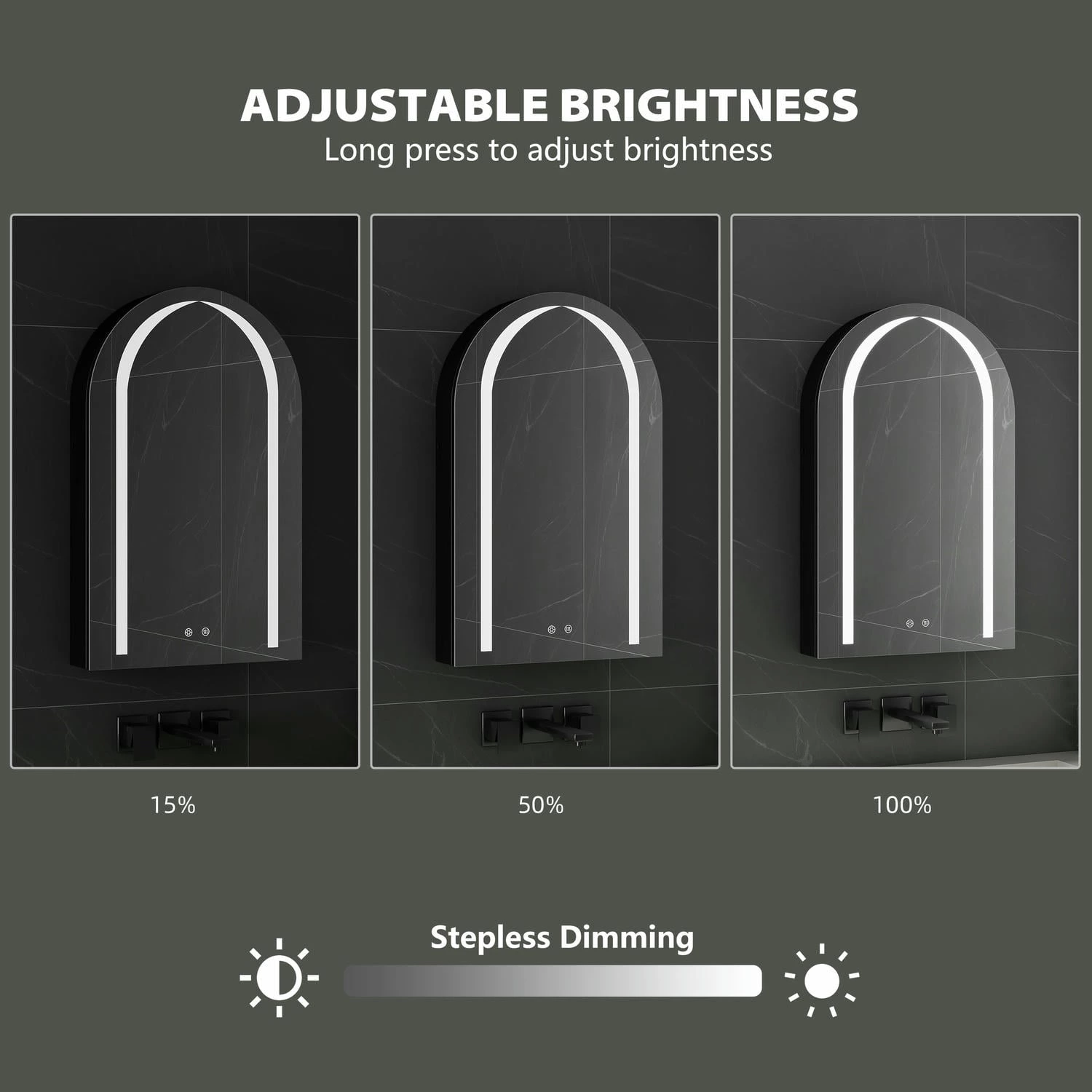 Armoire à miroir LED arquée
