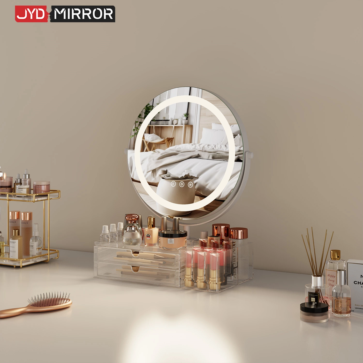 Miroir de coiffeuse avec rangement