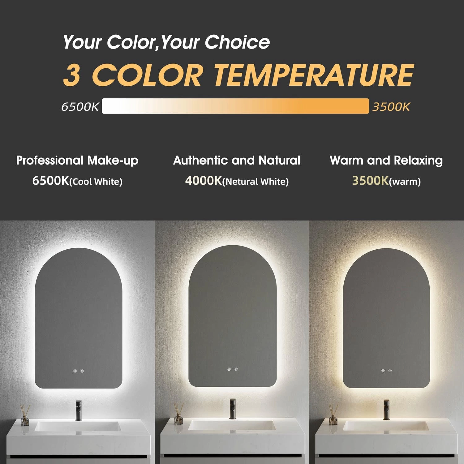 Arched LED Bathroom Mirror