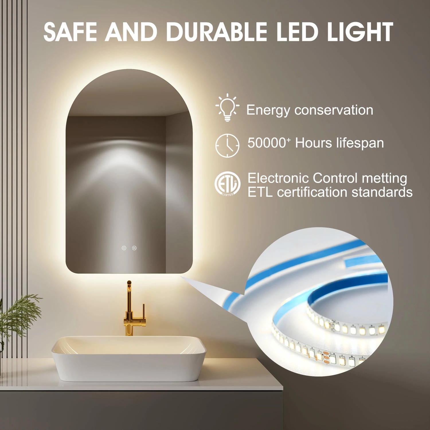 Arched LED Bathroom Mirror