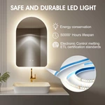 Miroir de salle de bain arqué à LED