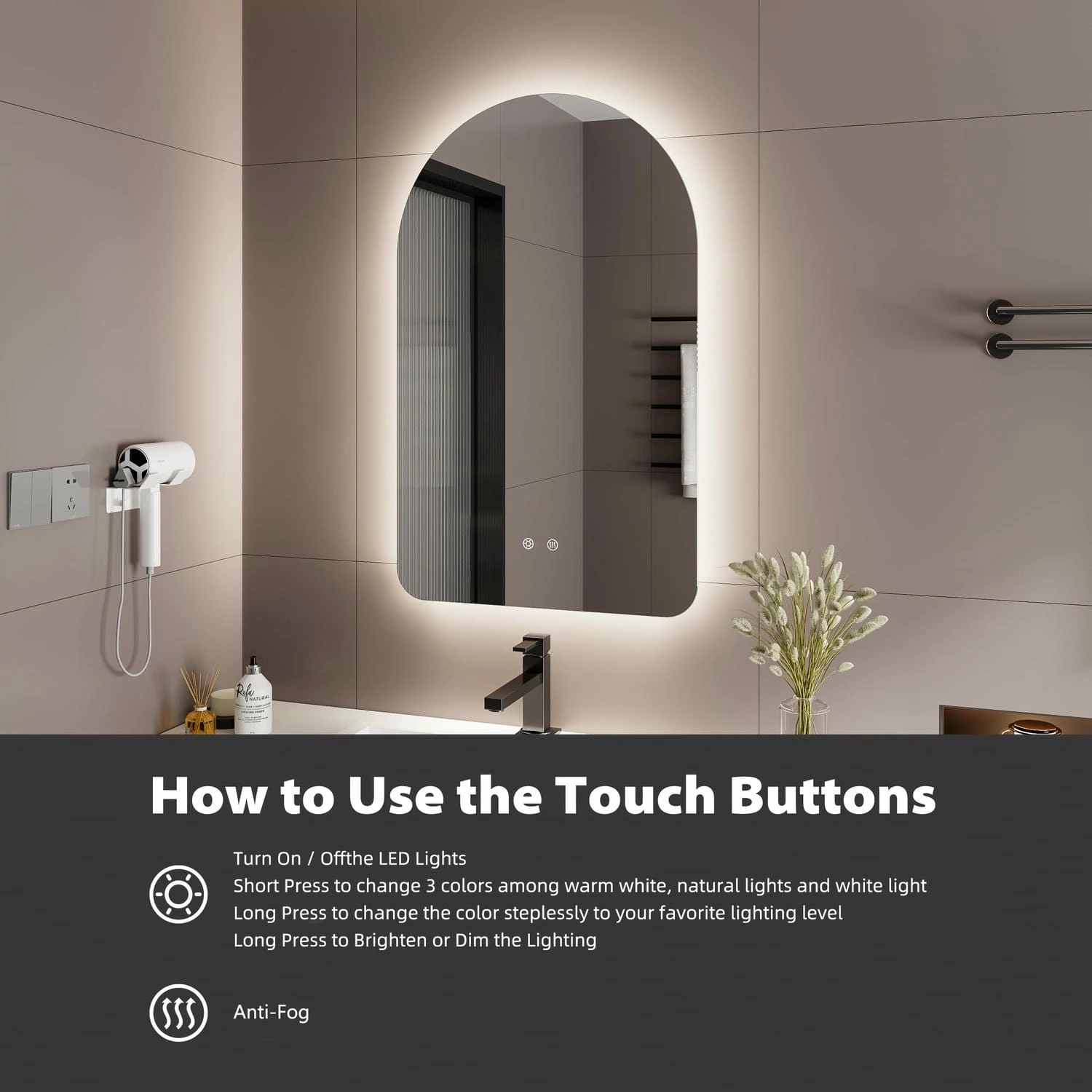 Arched LED Bathroom Mirror