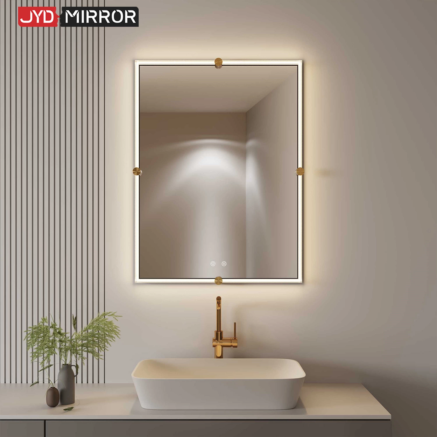 Miroir de salle de bain encadré à LED