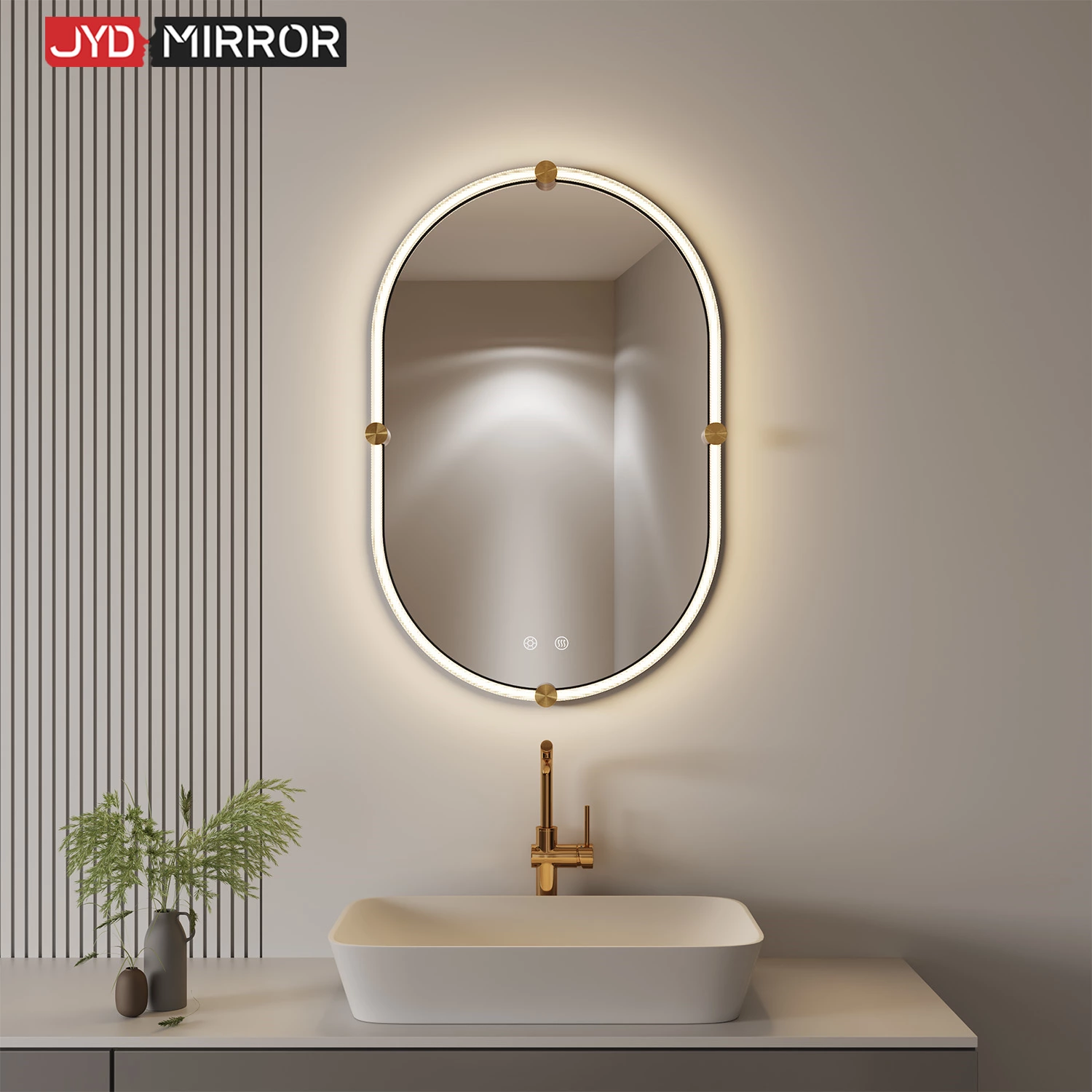 Miroir de salle de bain ovale à LED