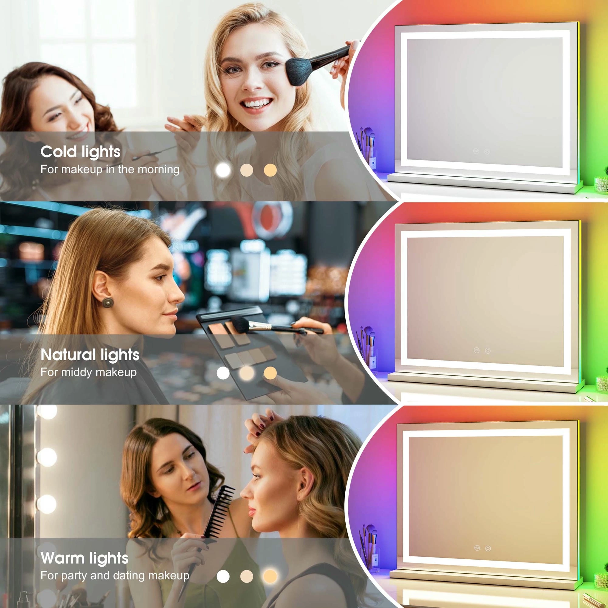 Miroir de coiffeuse à LED RGB