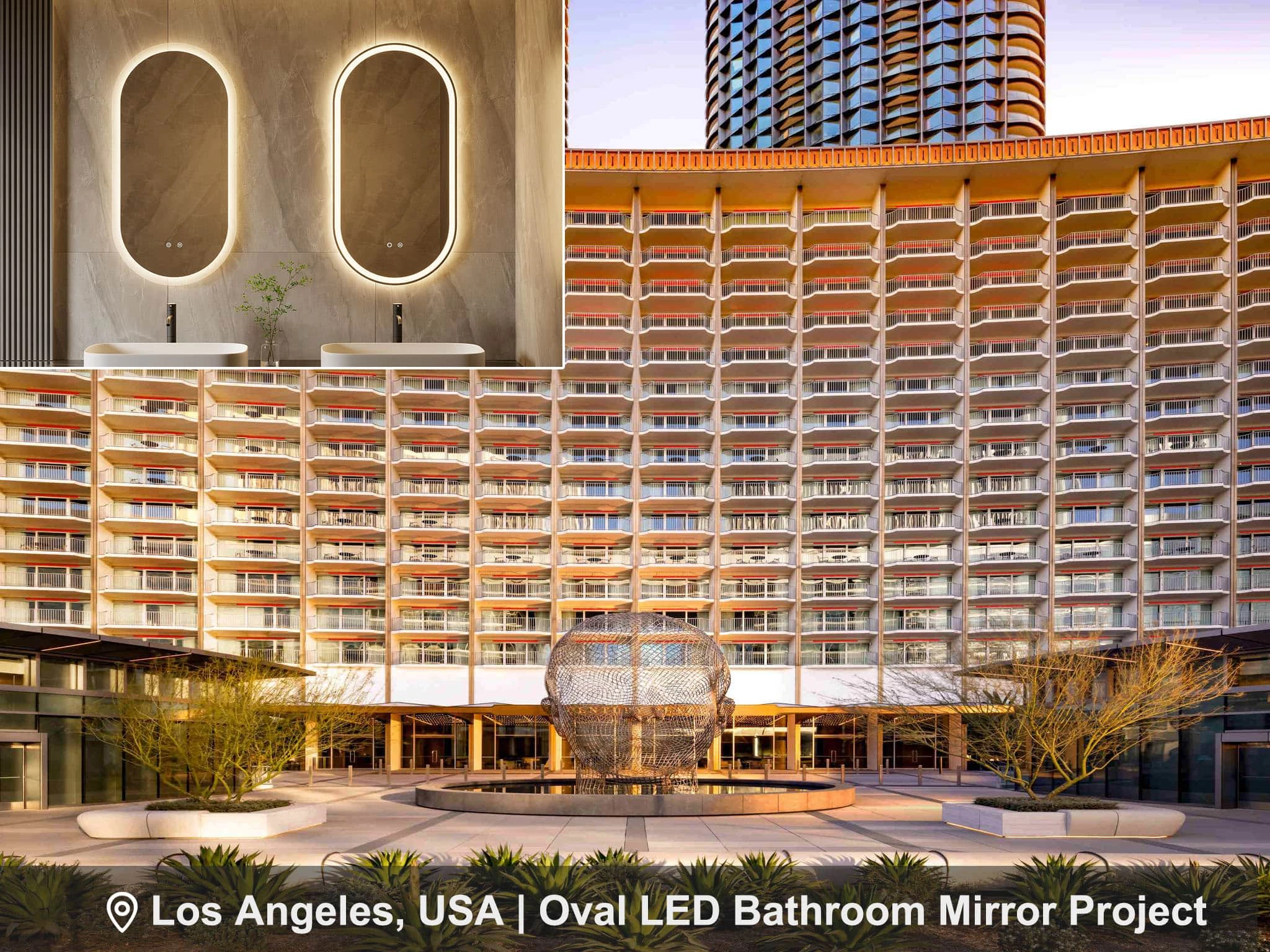 Oval LED Bathroom Mirror Project for a Hotel in Los Angeles