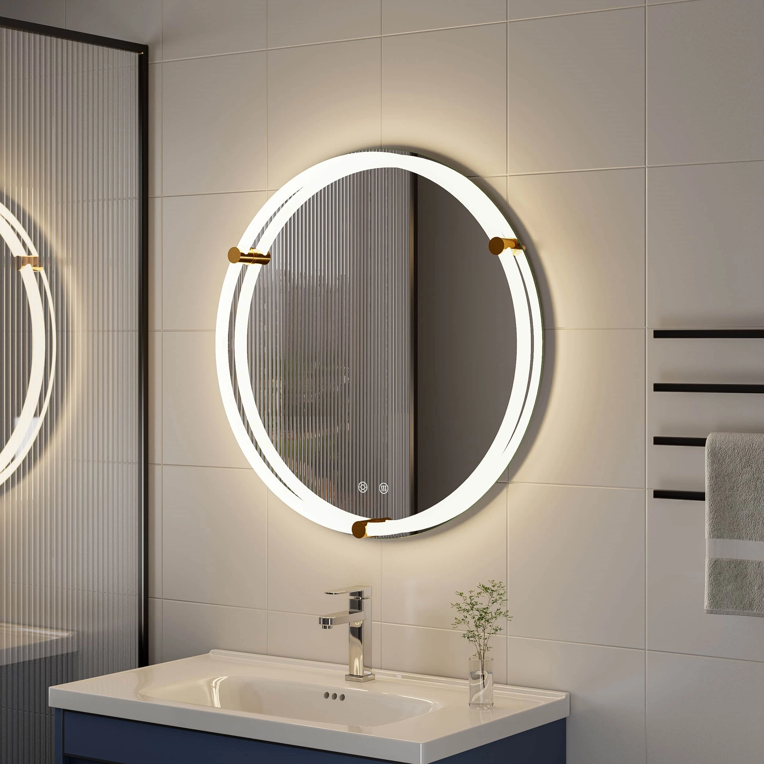 Miroir de salle de bain rond à LED