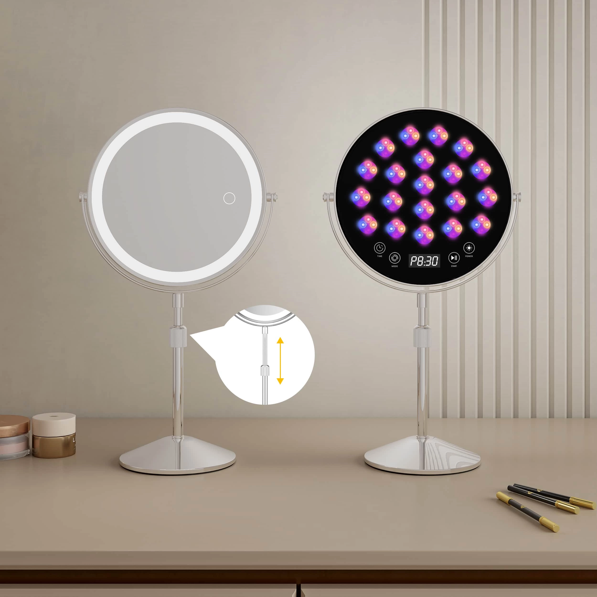 Miroir de coiffeuse avec luminothérapie LED