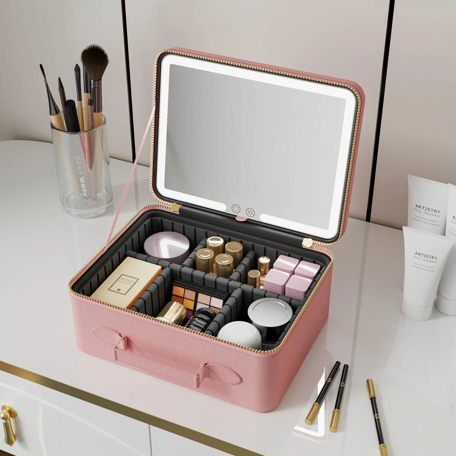 Makeup Bag With LED Mirror