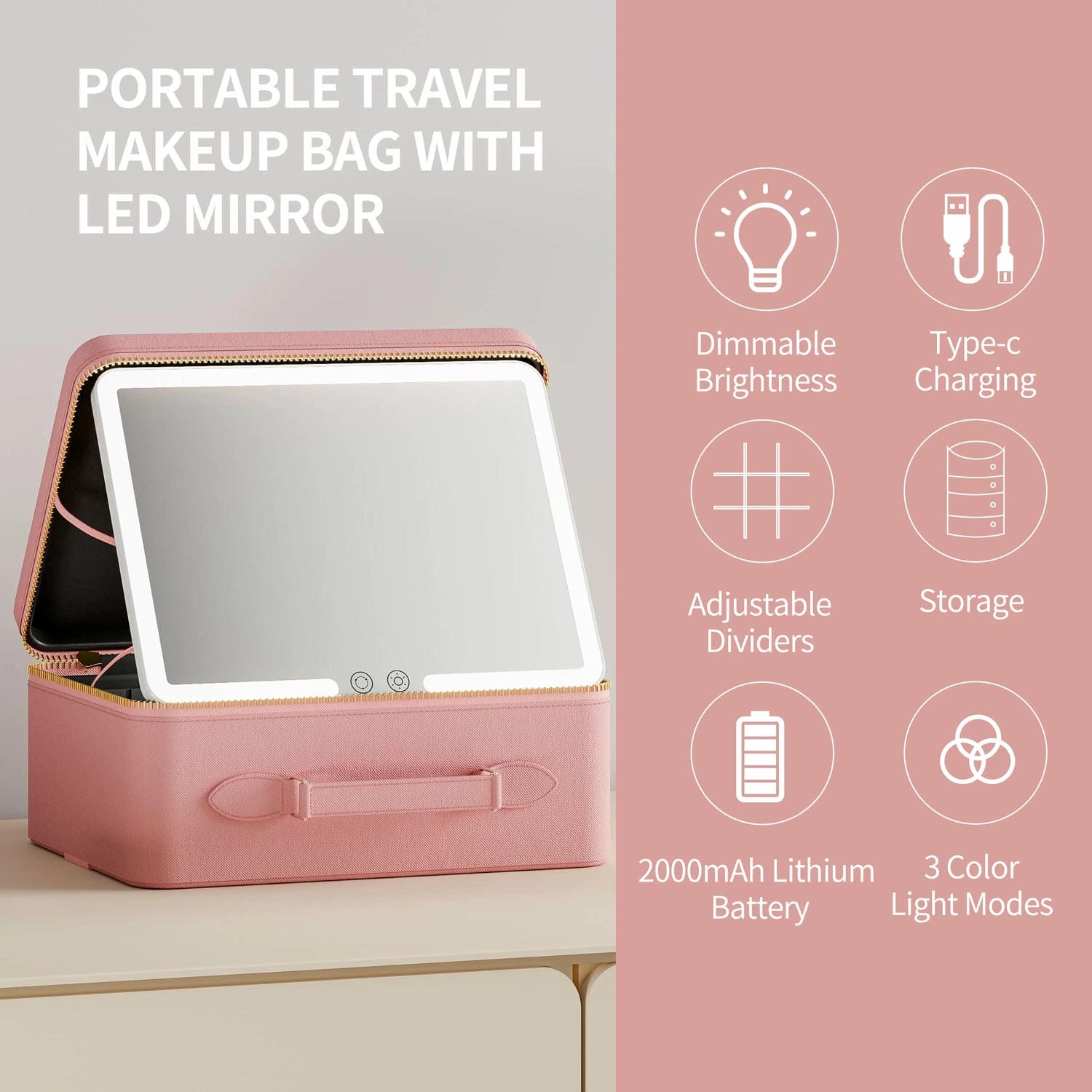 Makeup Bag With LED Mirror