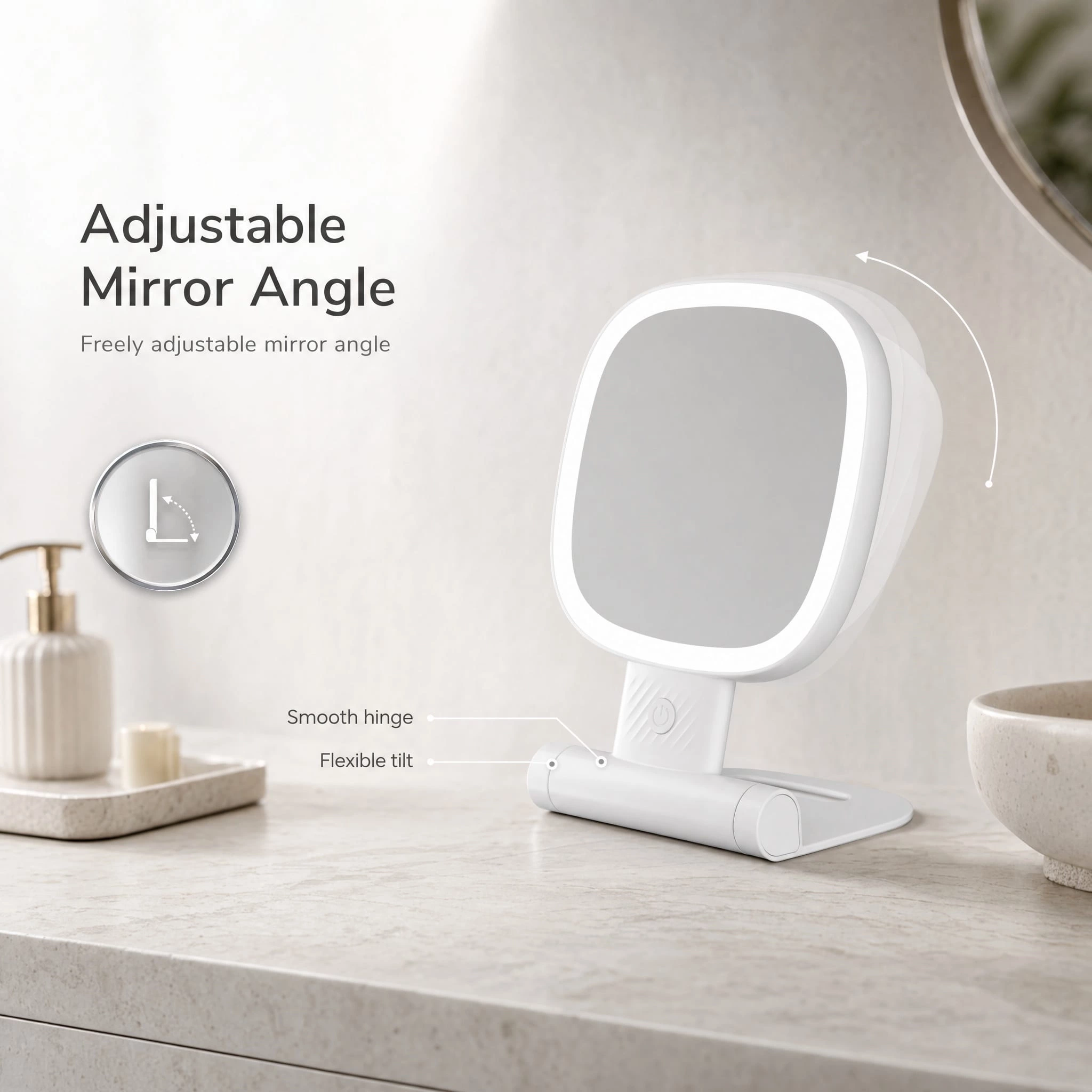 Foldable Tabletop Light Mirror